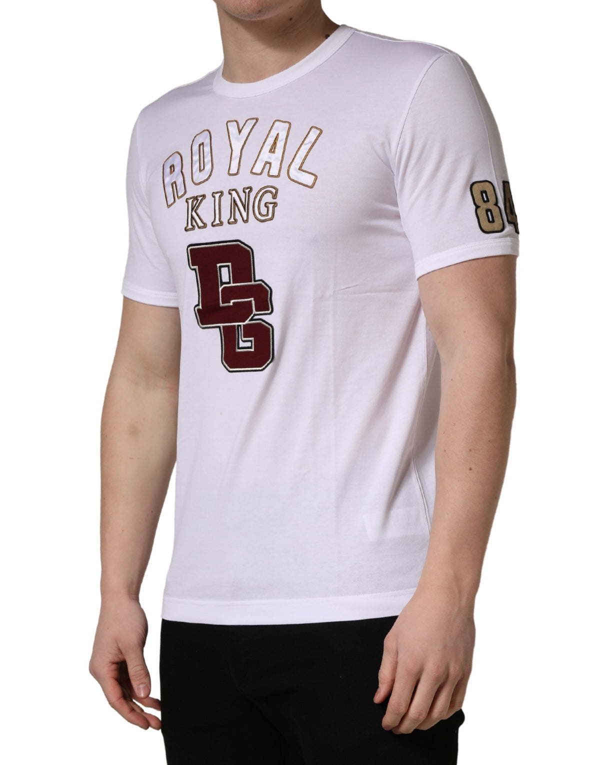 Dolce & Gabbana White DG King Royal Crew Neck Cotton Men's T-shirt (Pre-Owned)