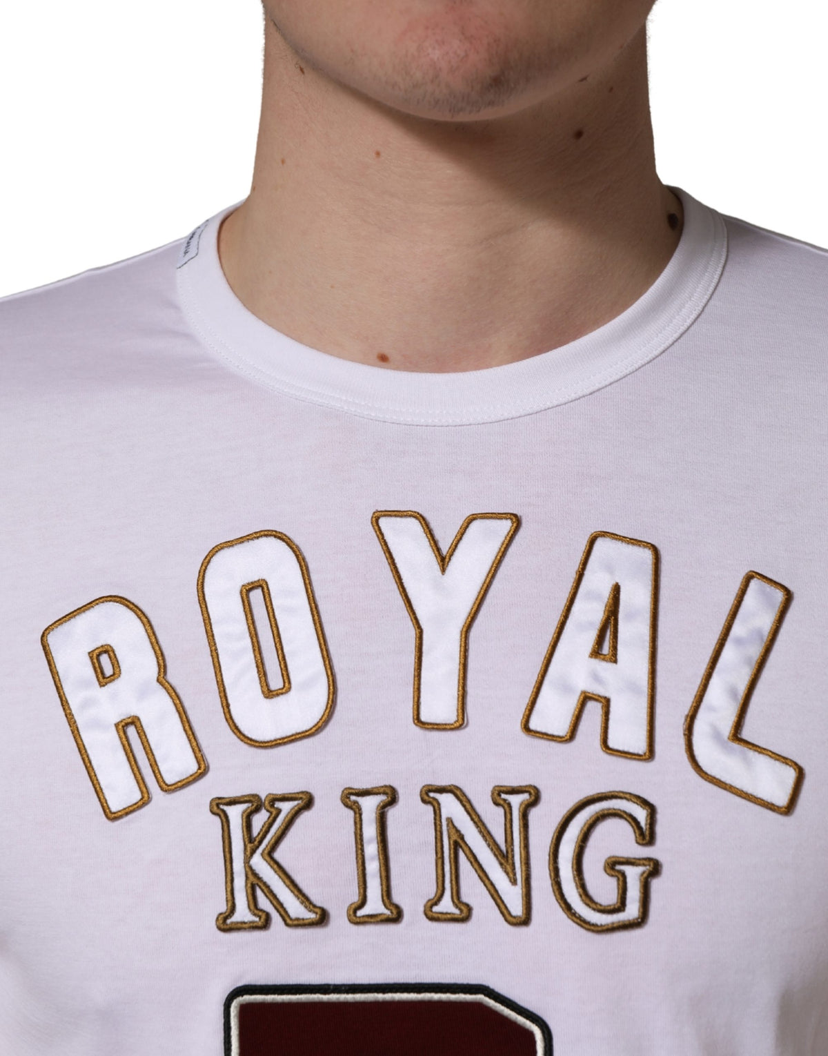 Dolce & Gabbana White DG King Royal Crew Neck Cotton Men's T-shirt (Pre-Owned)