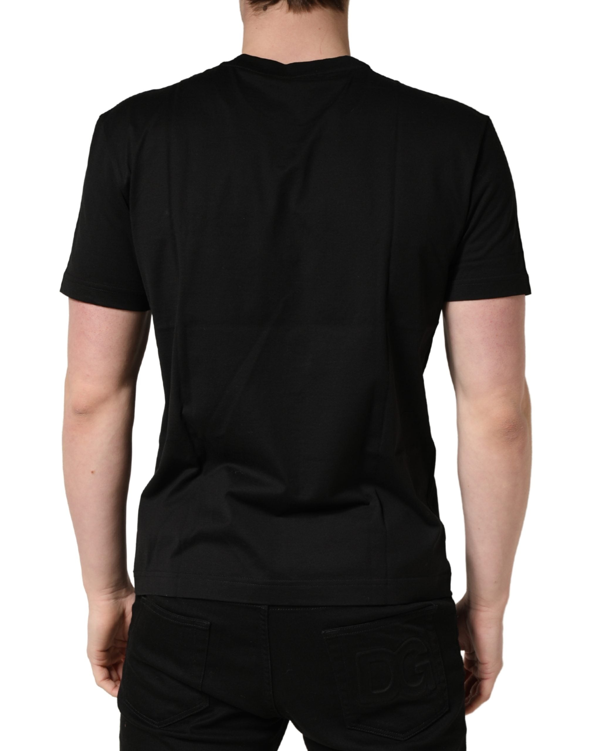 Dolce & Gabbana Black Logo DG Print Cotton Crew Neck Men's T-shirt