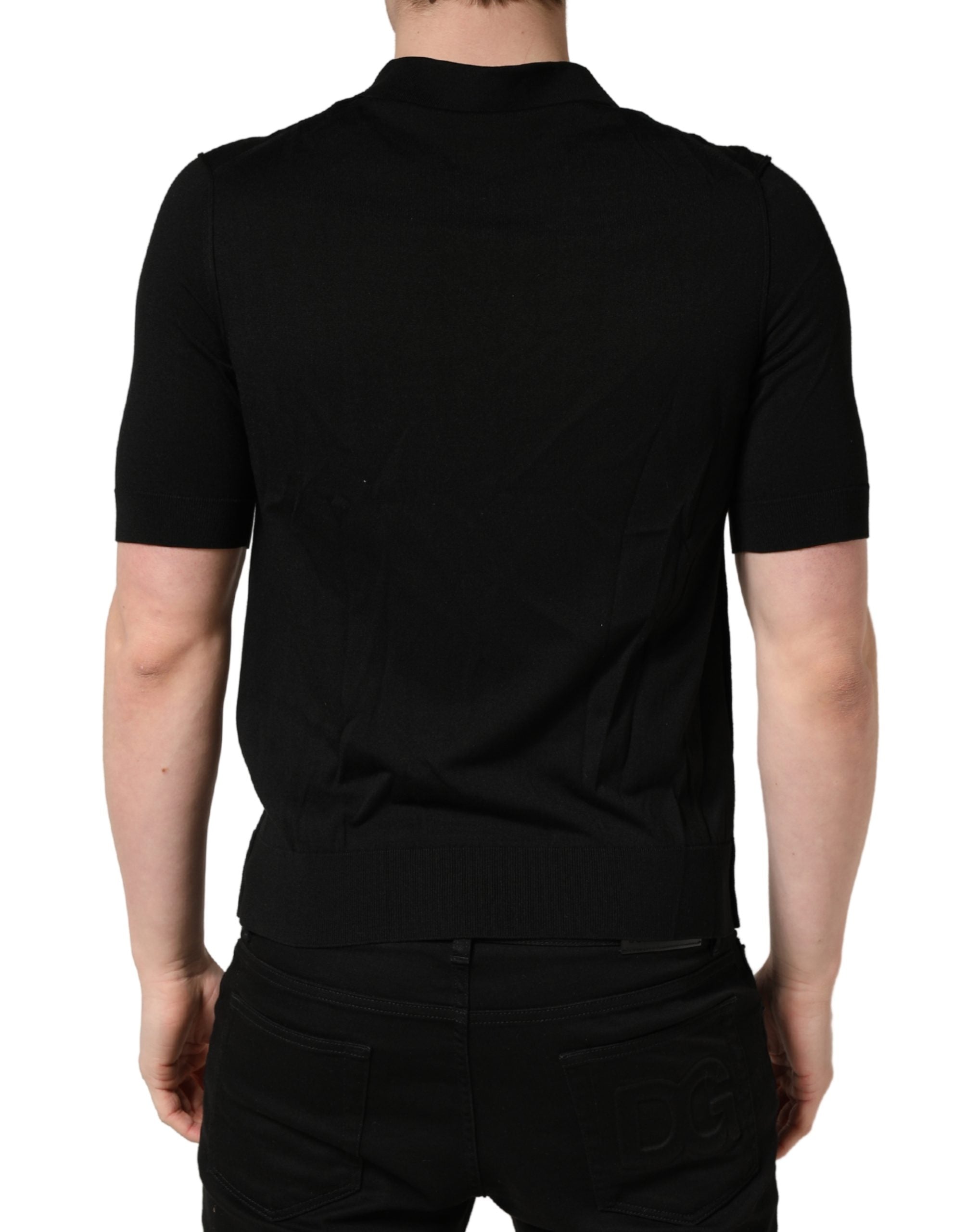 Dolce & Gabbana Black Wool Short Sleeves Men Polo Men's T-shirt (Pre-Owned)