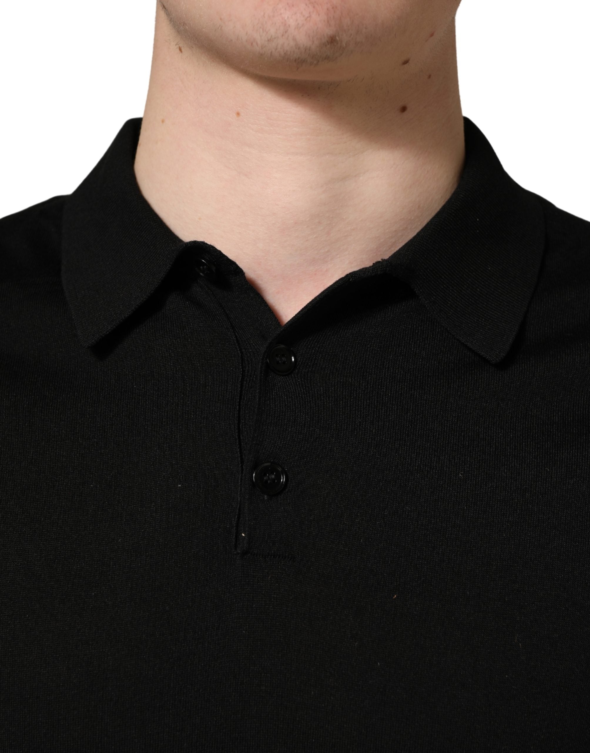 Dolce & Gabbana Black Wool Short Sleeves Men Polo Men's T-shirt (Pre-Owned)