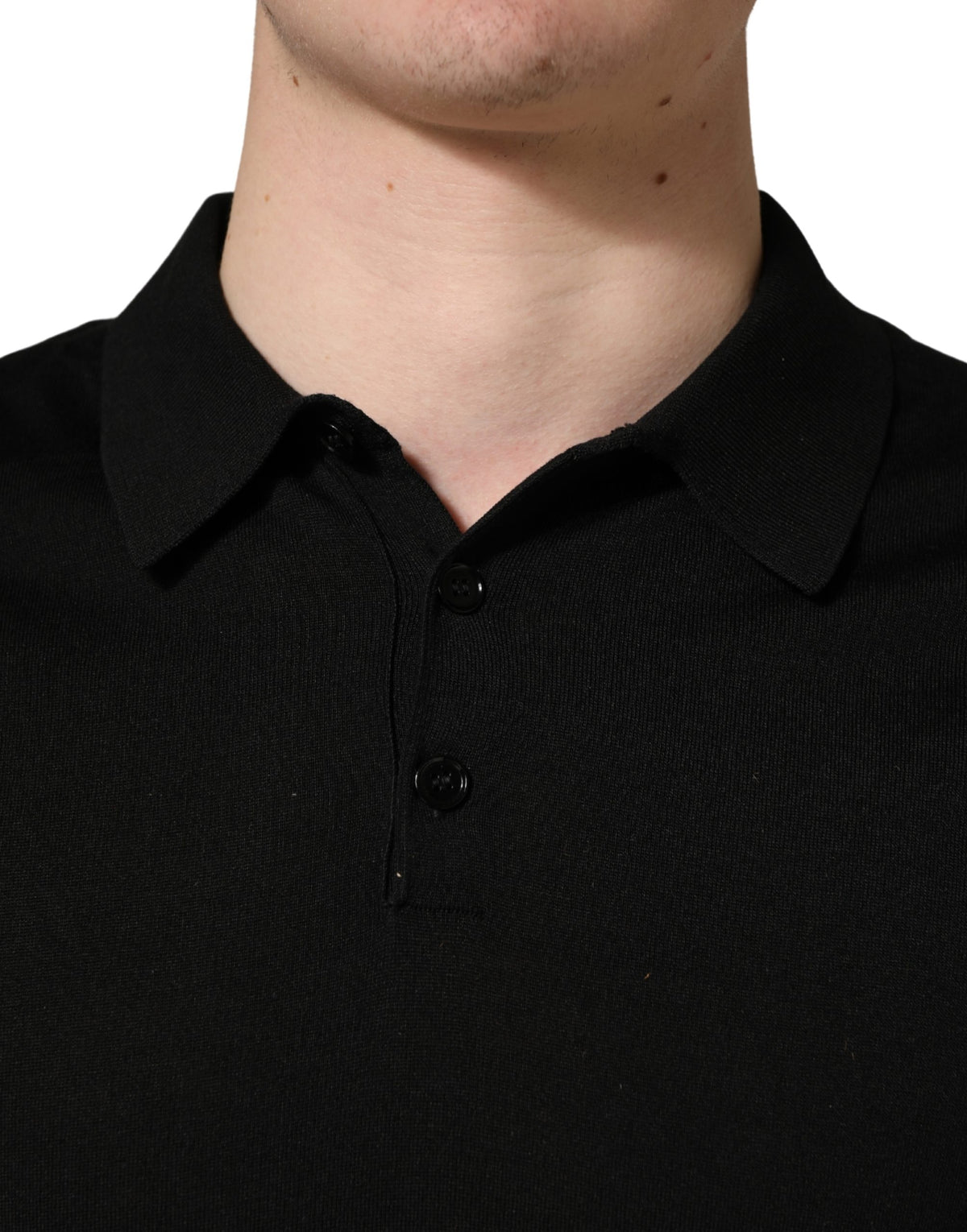 Dolce & Gabbana Black Wool Short Sleeves Men Polo Men's T-shirt (Pre-Owned)
