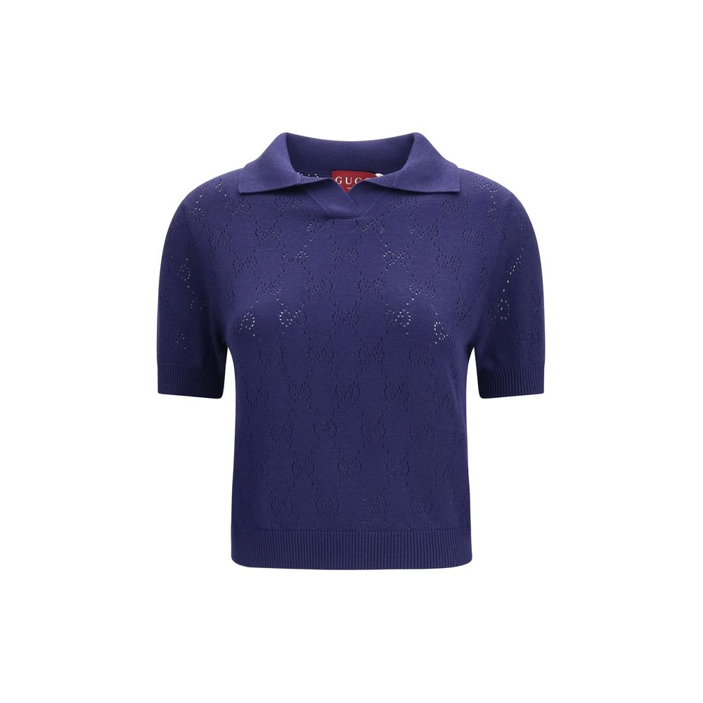 Gucci Blue Silk Dress Women's Shirt