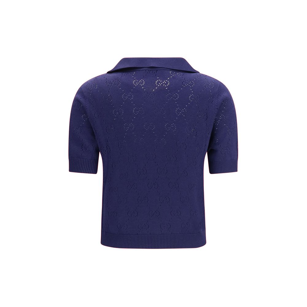 Gucci Blue Silk Dress Women's Shirt