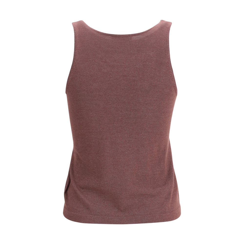 Brunello Cucinelli Bordeaux Cashmere Sleeveles Women's T-Shirt