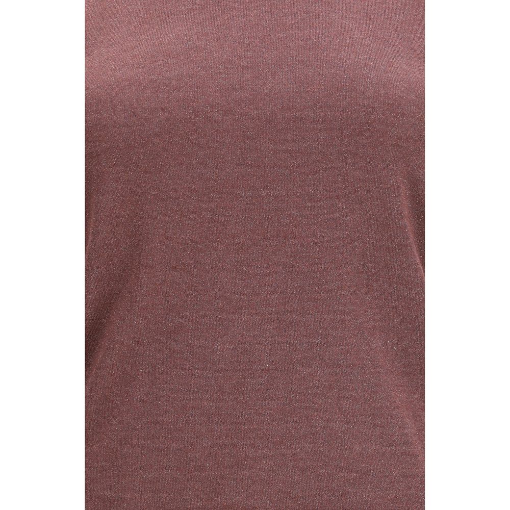 Brunello Cucinelli Bordeaux Cashmere Sleeveles Women's T-Shirt