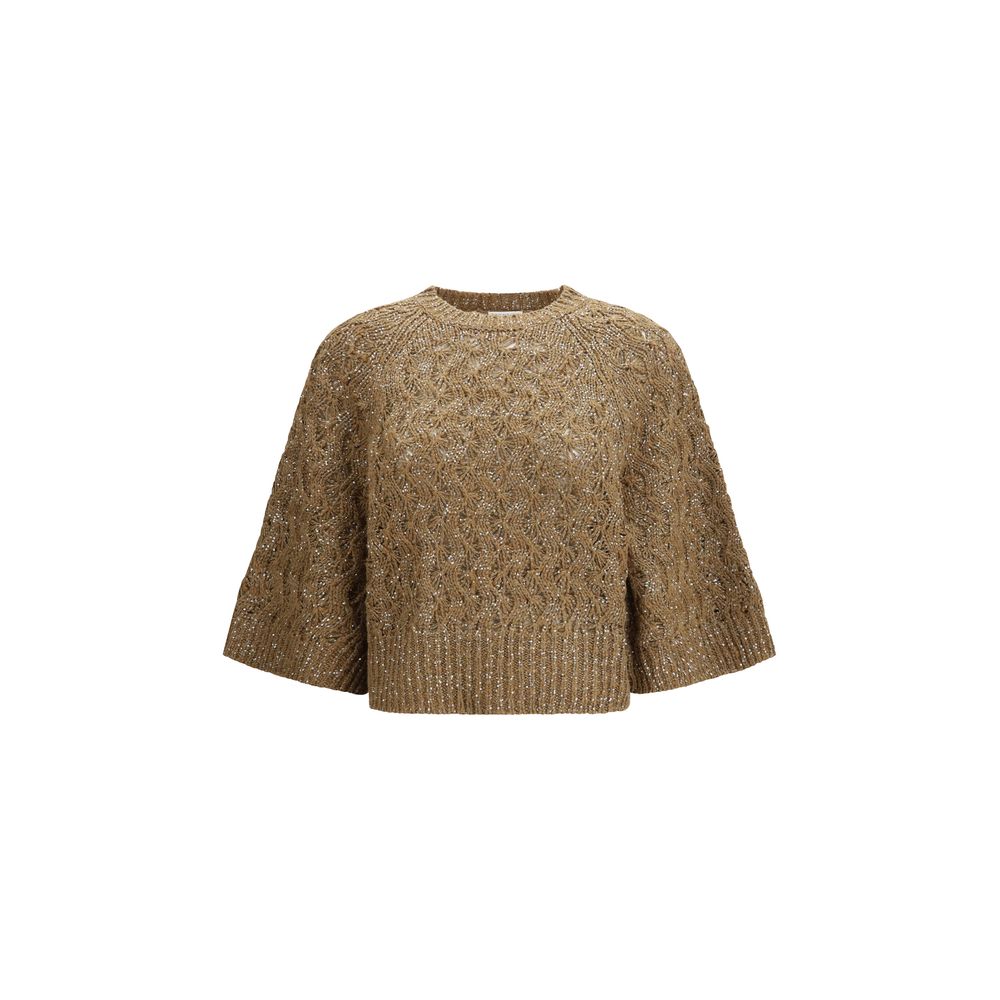 Brunello Cucinelli Beige Silk Women's Sweatshirt