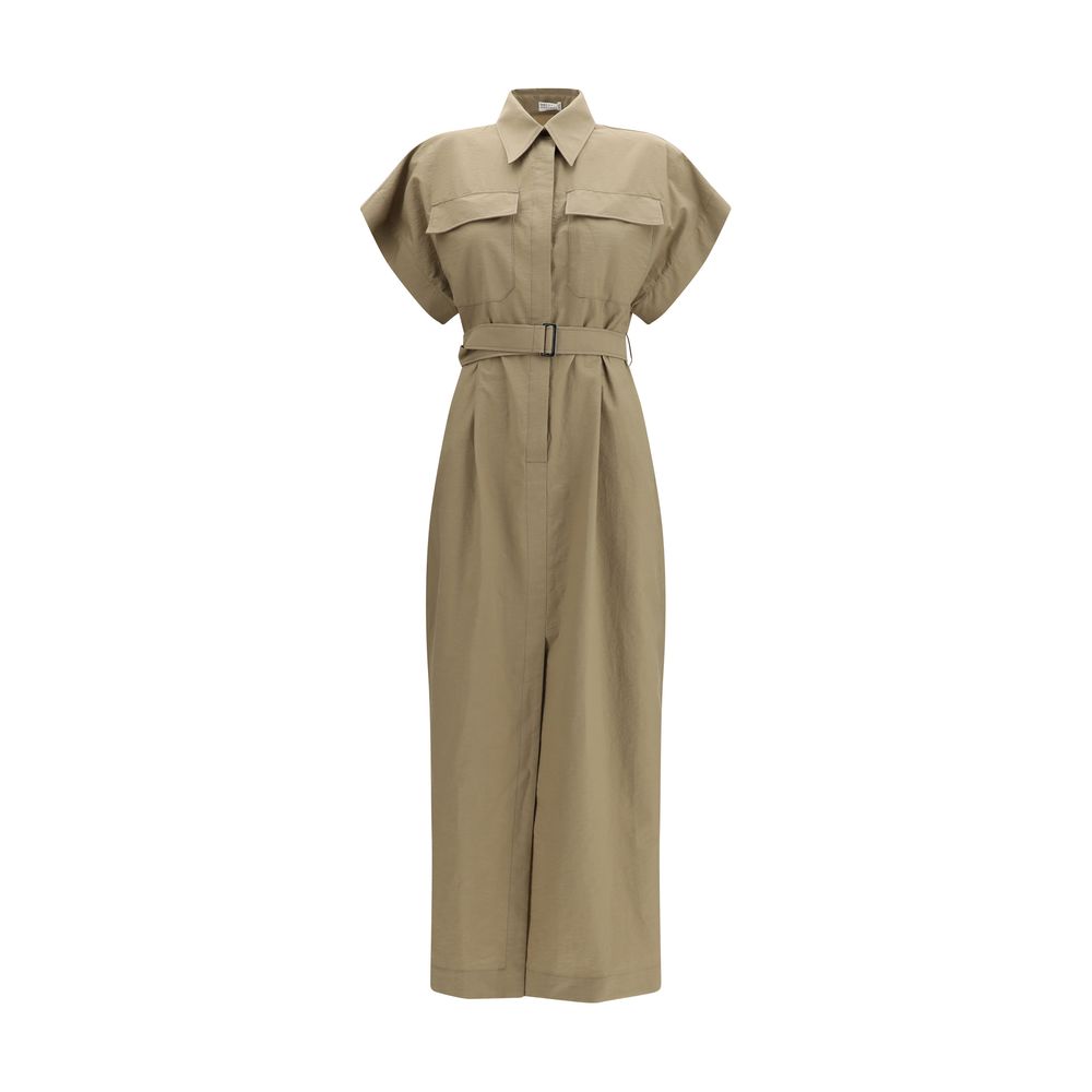 Brunello Cucinelli Beige Cotton Casual Women's Dress