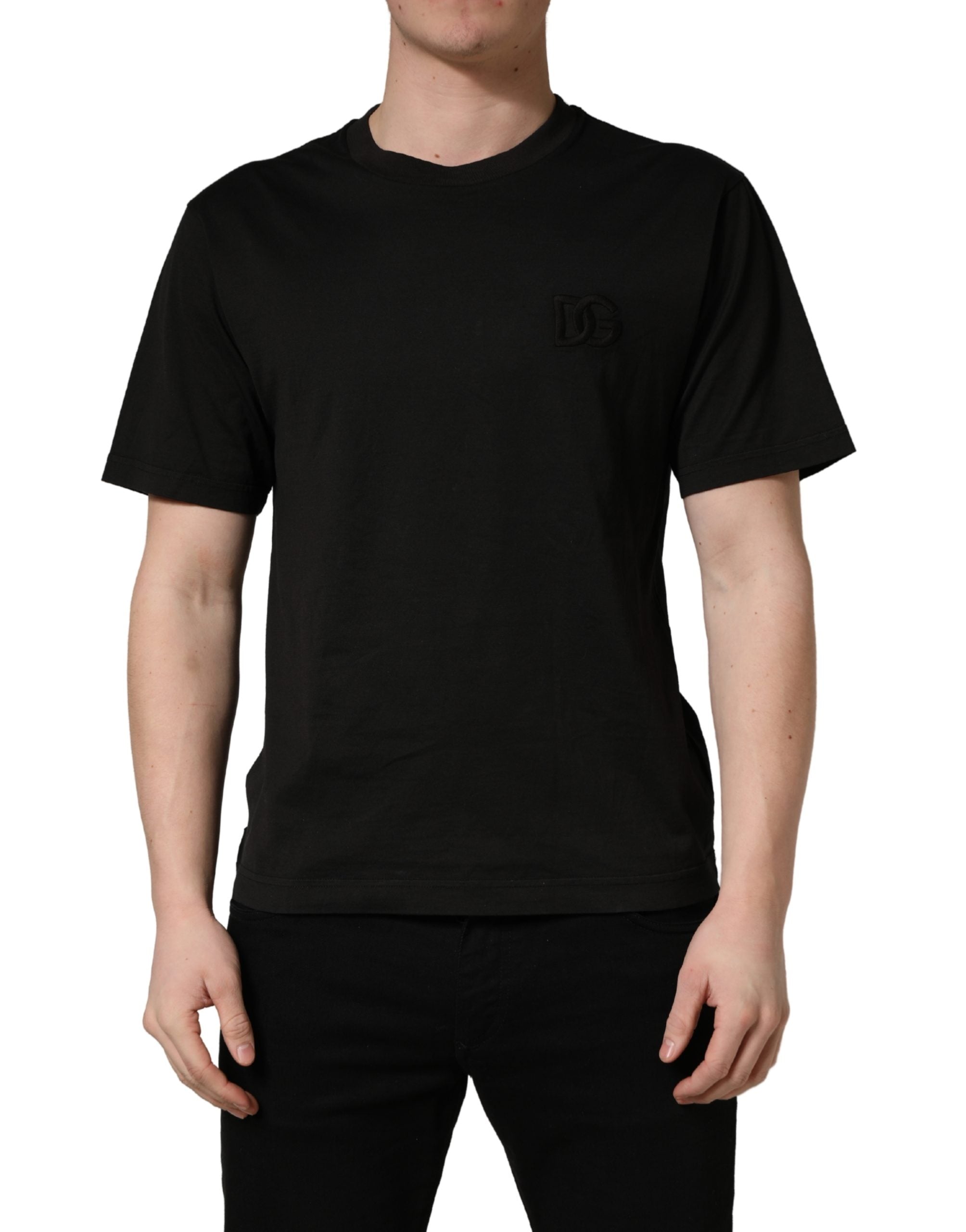 Dolce & Gabbana Black Cotton Short Sleeves Crew Neck Men's T-shirt (Pre-Owned)