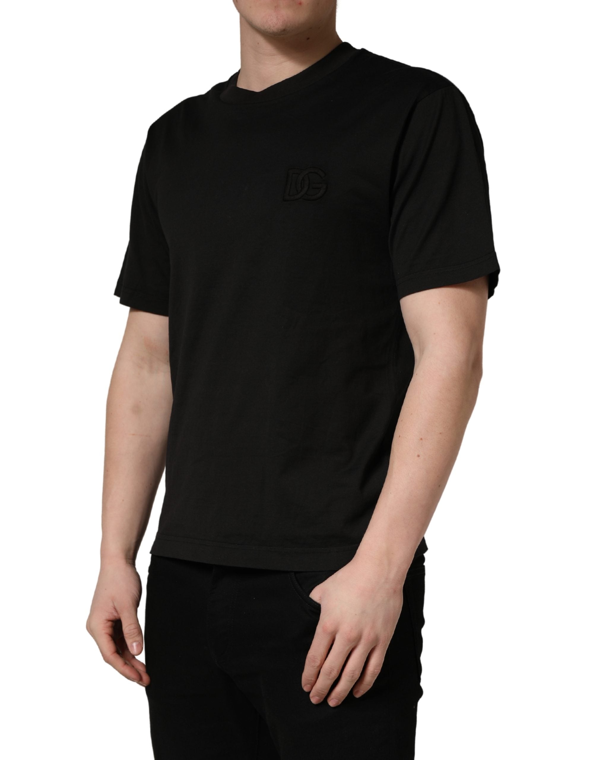 Dolce & Gabbana Black Cotton Short Sleeves Crew Neck Men's T-shirt (Pre-Owned)