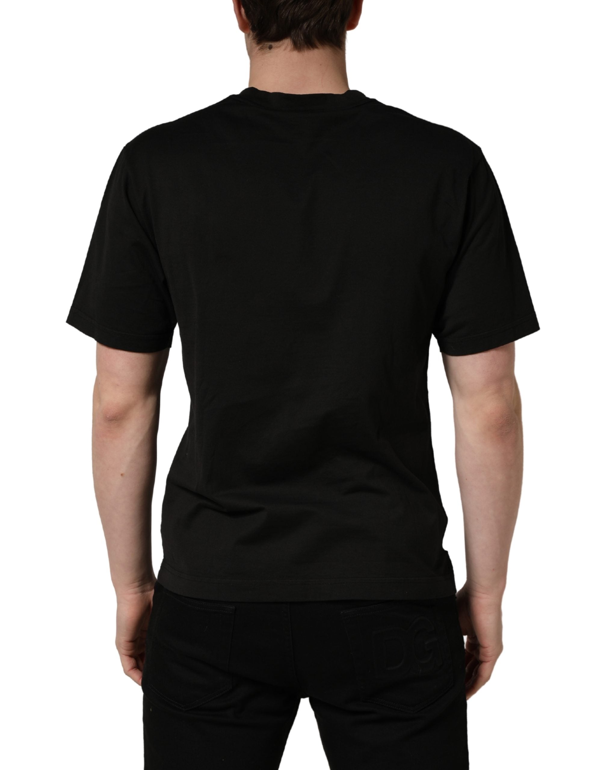 Dolce & Gabbana Black Cotton Short Sleeves Crew Neck Men's T-shirt (Pre-Owned)