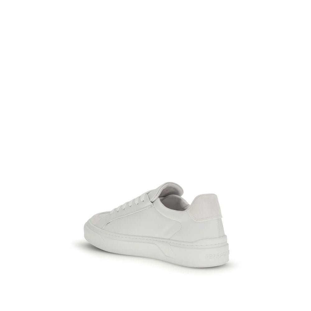 Ferragamo White Calf Leather Bos Taurus Men's Sneakers