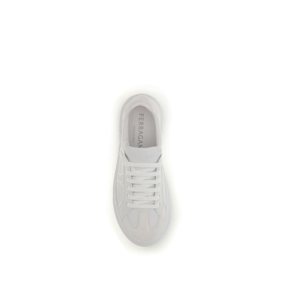 Ferragamo White Calf Leather Bos Taurus Men's Sneakers