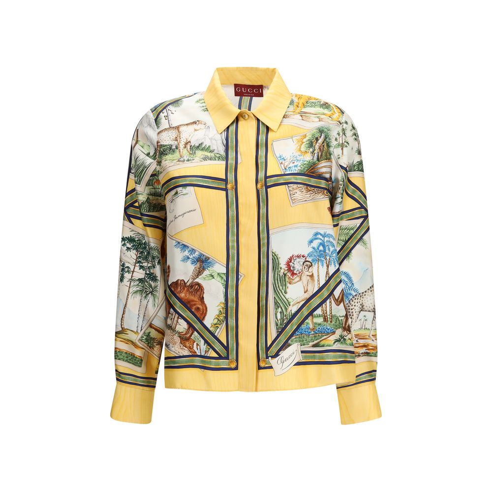 Gucci Bicolor Silk Pattern Women's Shirt