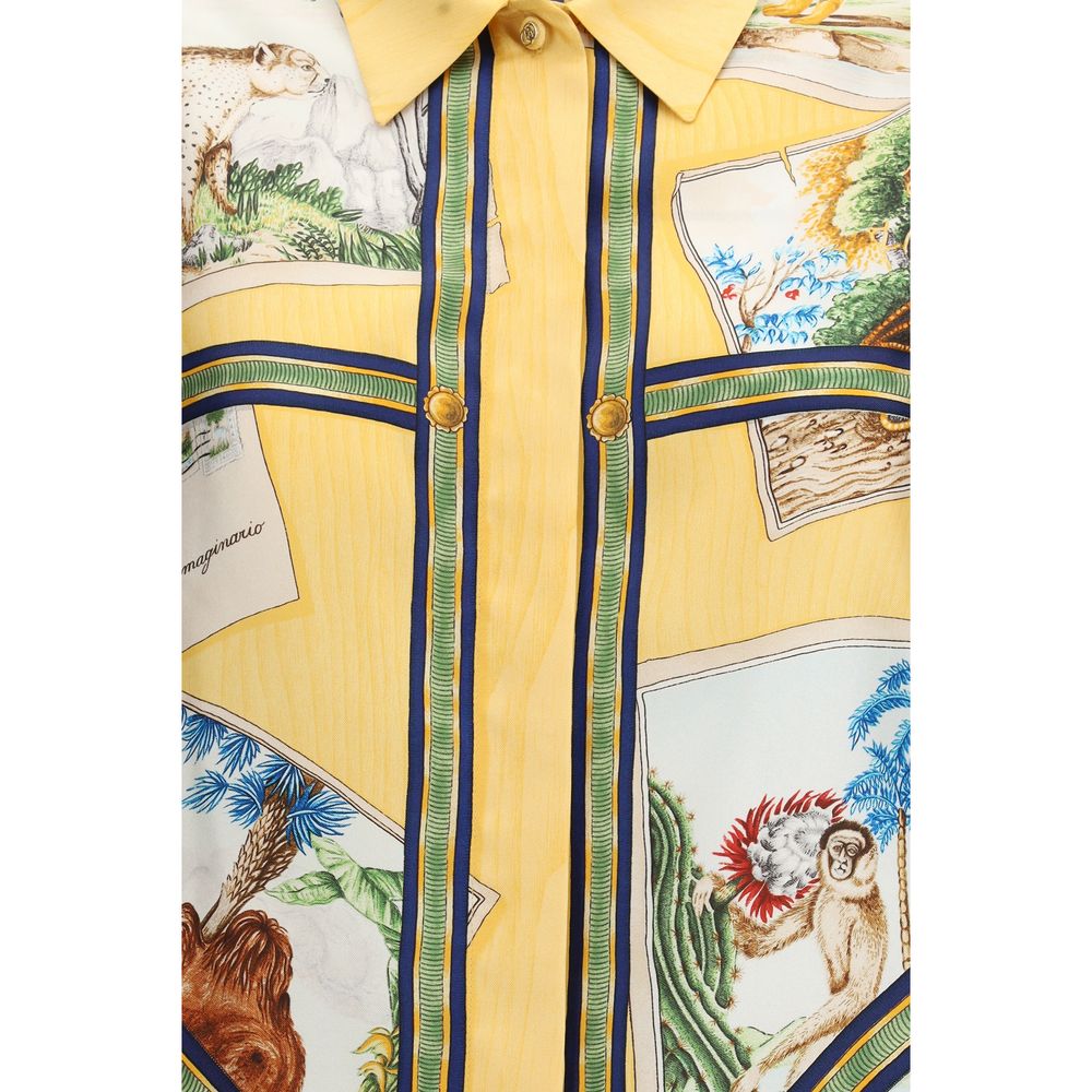 Gucci Bicolor Silk Pattern Women's Shirt