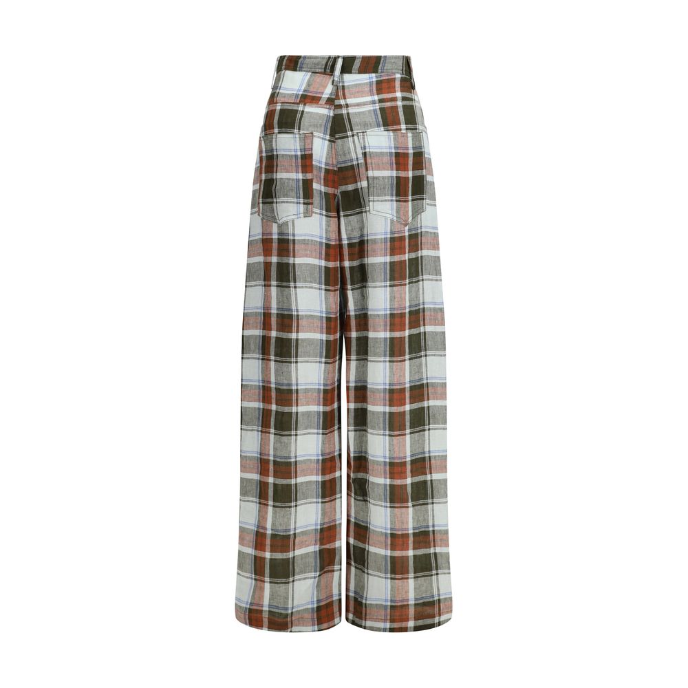 MARBELL Multicolor Linen Casual Women's Pants