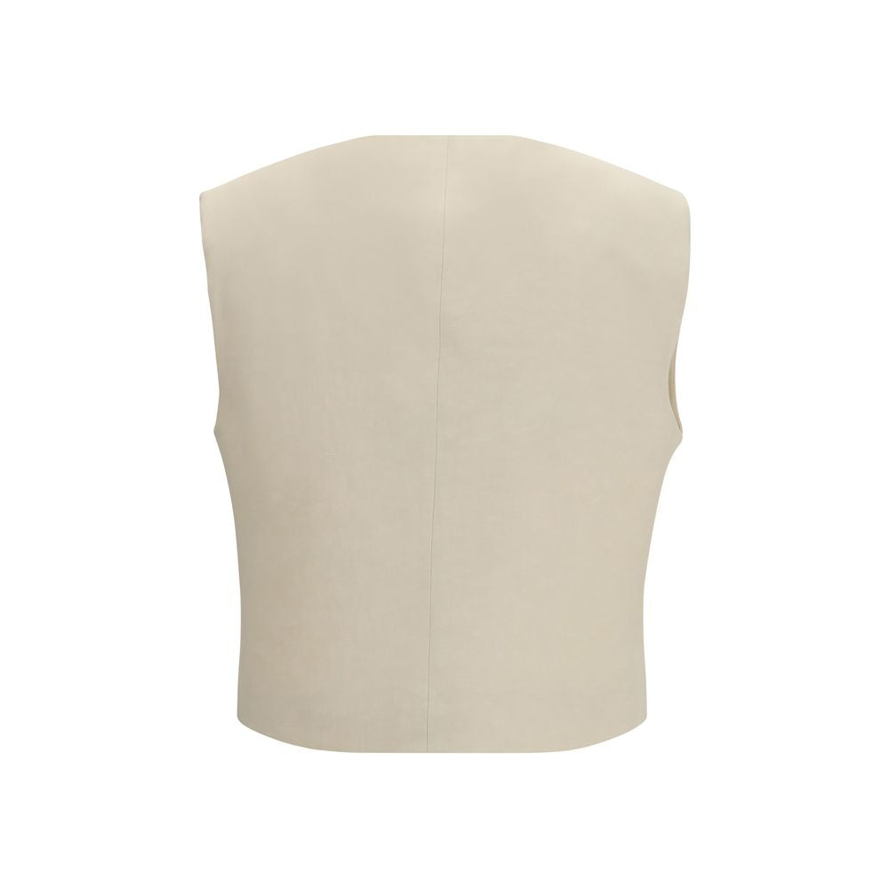 P.A.R.O.S.H. Beige Viscose Sleeveless Women's Jacket