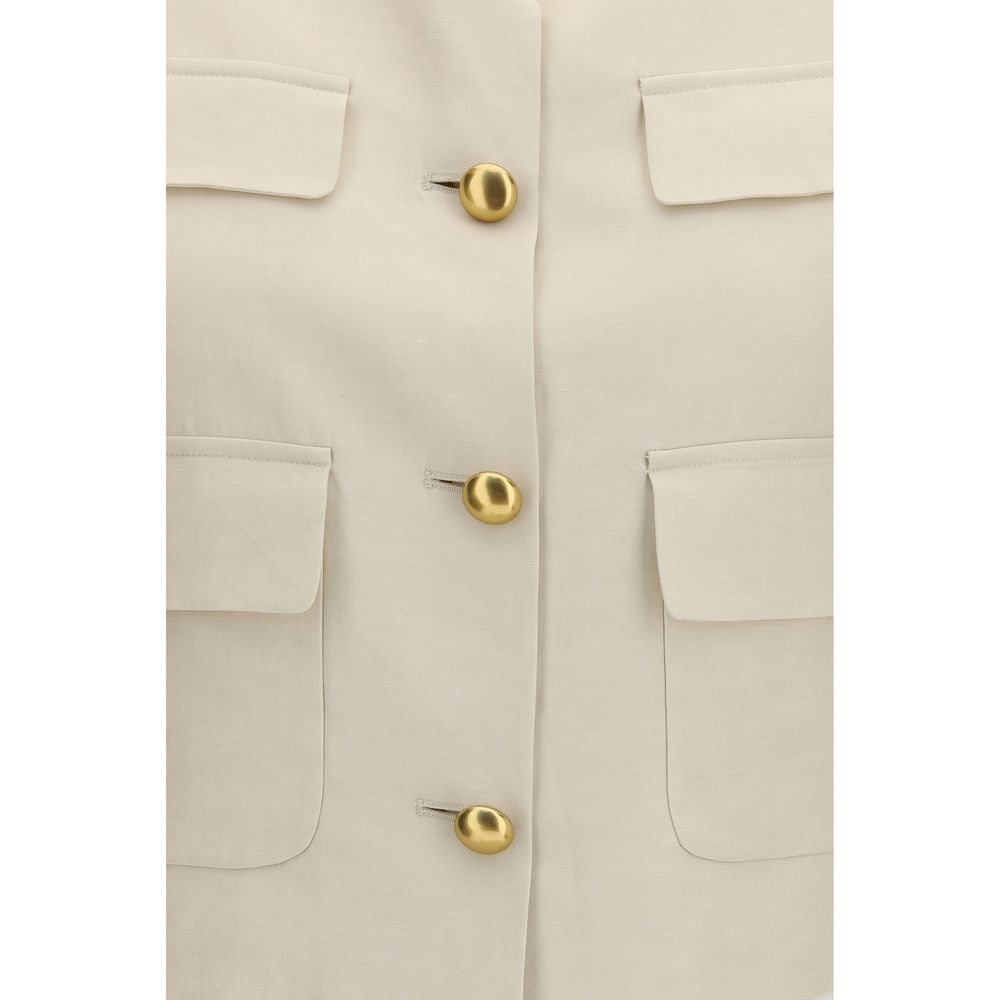 P.A.R.O.S.H. Beige Viscose Sleeveless Women's Jacket