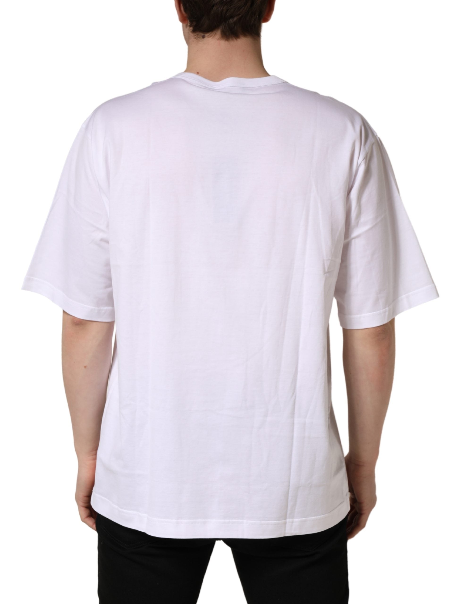 Dolce & Gabbana White Cotton Short Sleeves Crew Neck Men's T-shirt