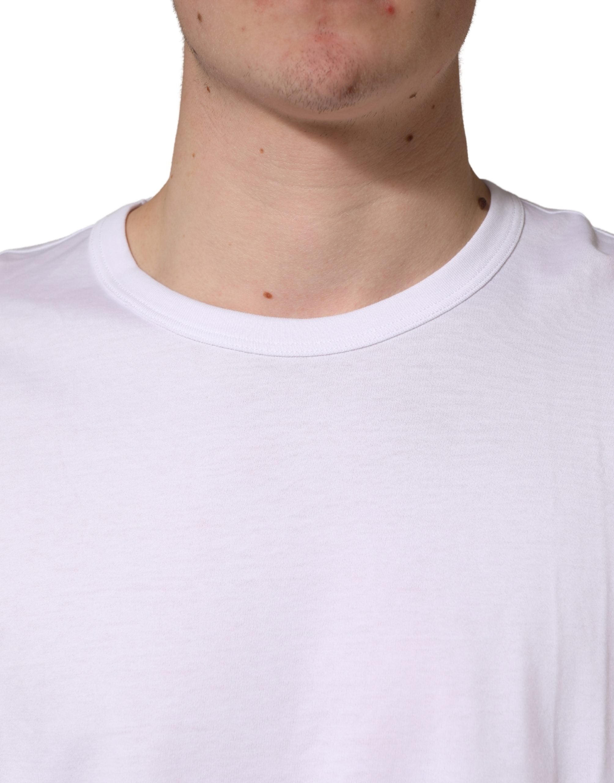 Dolce & Gabbana White Cotton Short Sleeves Crew Neck Men's T-shirt