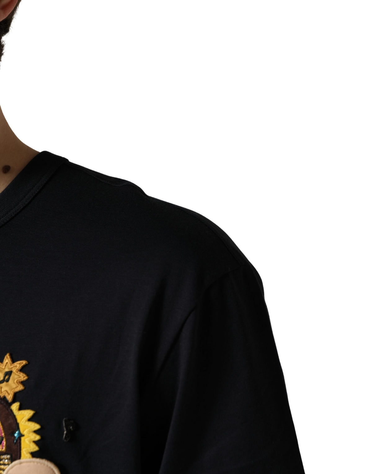 Dolce & Gabbana Black #DGFAMILY Patch Men Crew Neck Men's T-shirt