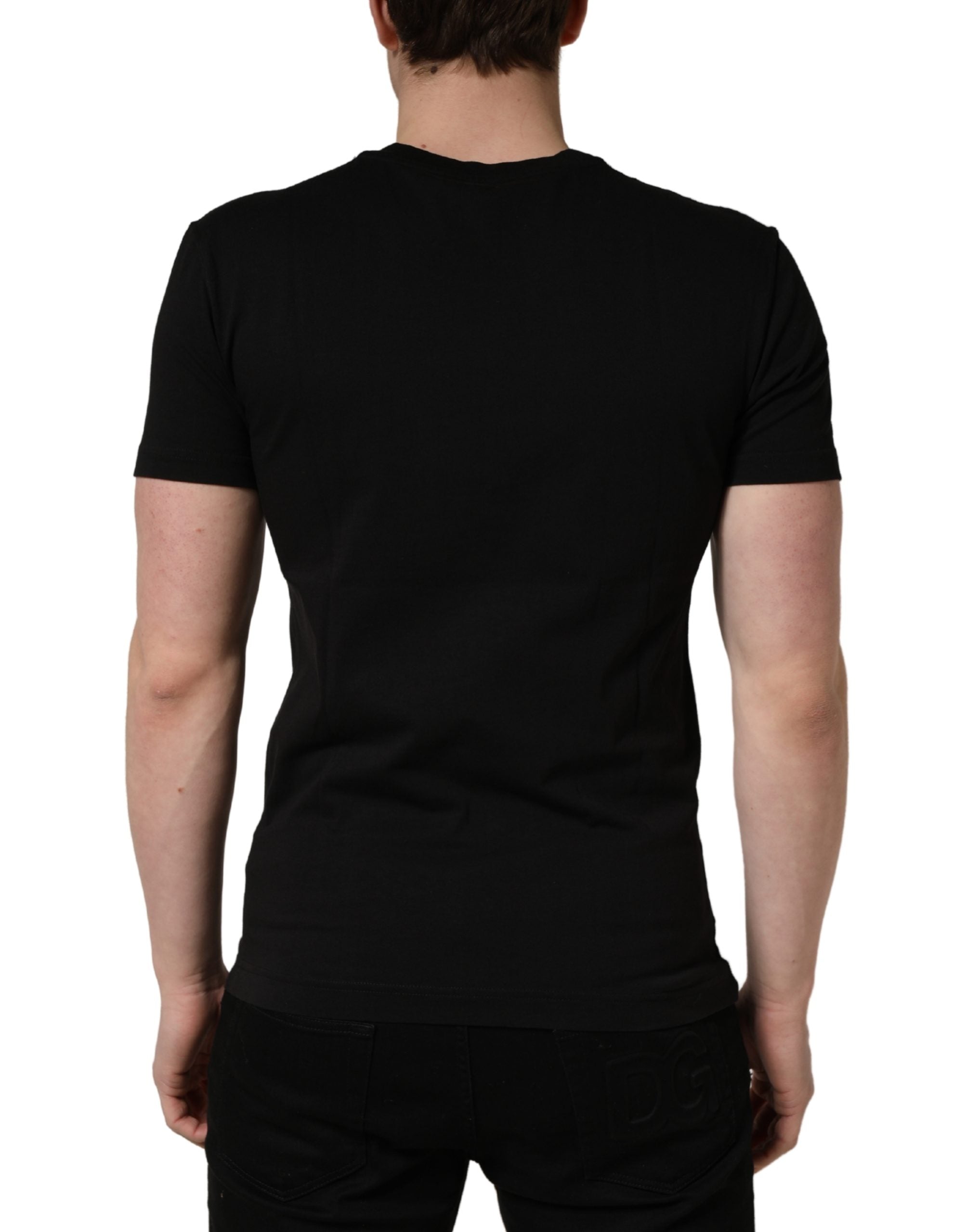 Dolce & Gabbana Black DG London Cotton Men Crew Neck Men's T-shirt (Pre-Owned)