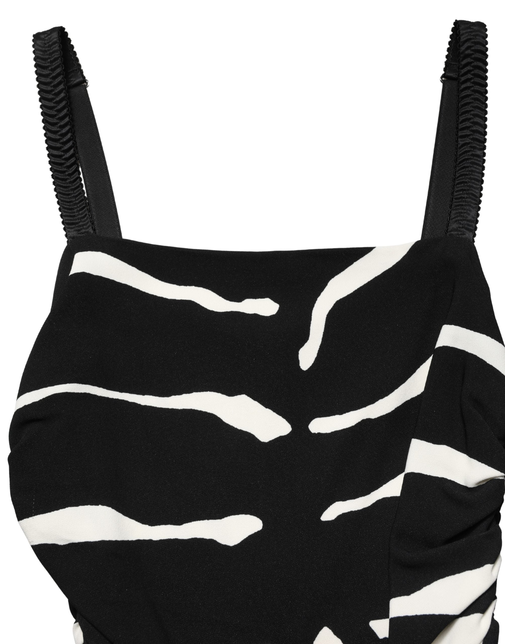 Dolce & Gabbana Black White Zebra Print CadyCalf Length Women's Dress (Pre-Owned)