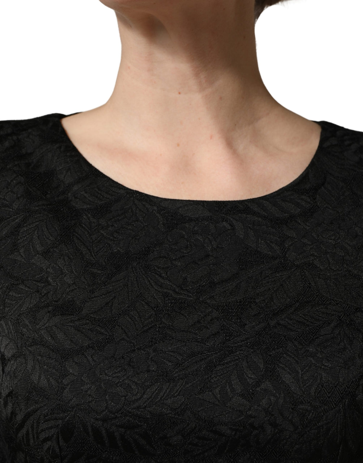 Dolce & Gabbana Black Floral Brocade Sheath Knee Length Women's Dress (Pre-Owned)