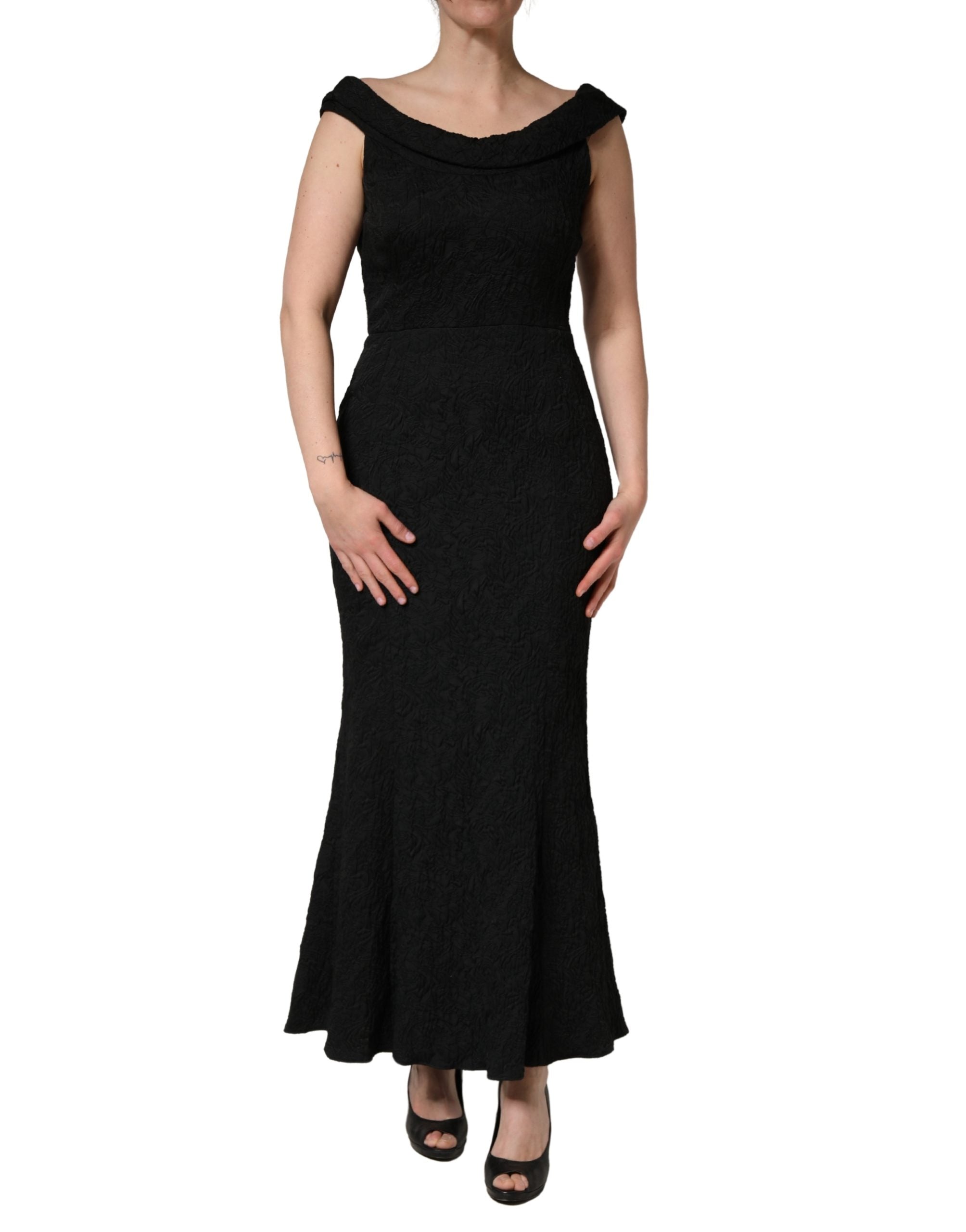 Dolce & Gabbana Black Floral Brocade Sheath Mermaid Women's Dress (Pre-Owned)