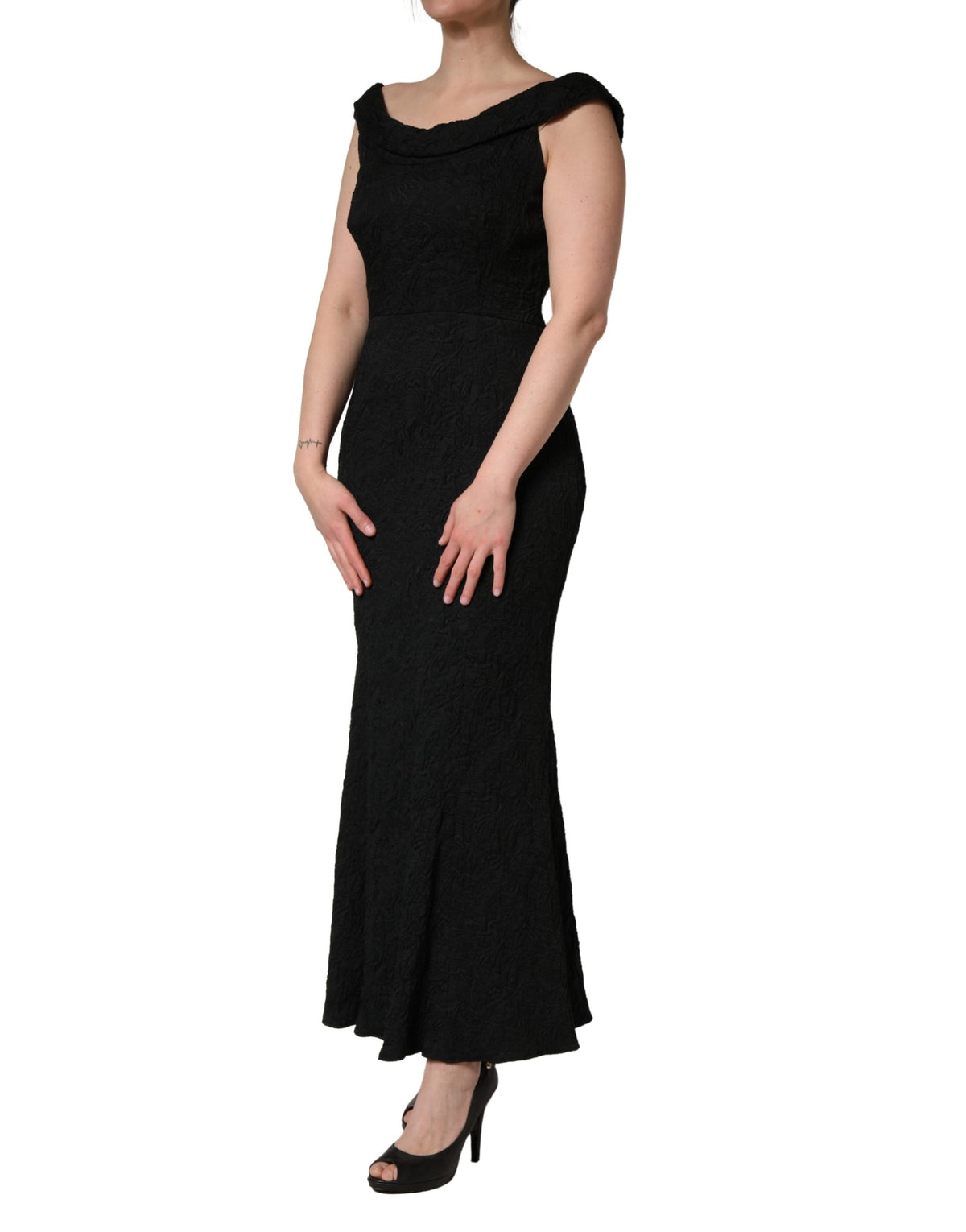 Dolce & Gabbana Black Floral Brocade Sheath Mermaid Women's Dress (Pre-Owned)
