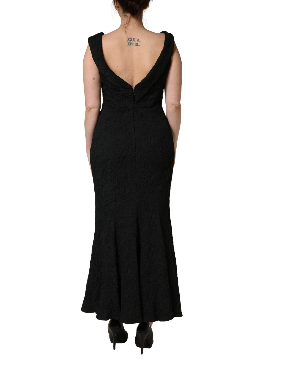 Dolce & Gabbana Black Floral Brocade Sheath Mermaid Women's Dress (Pre-Owned)