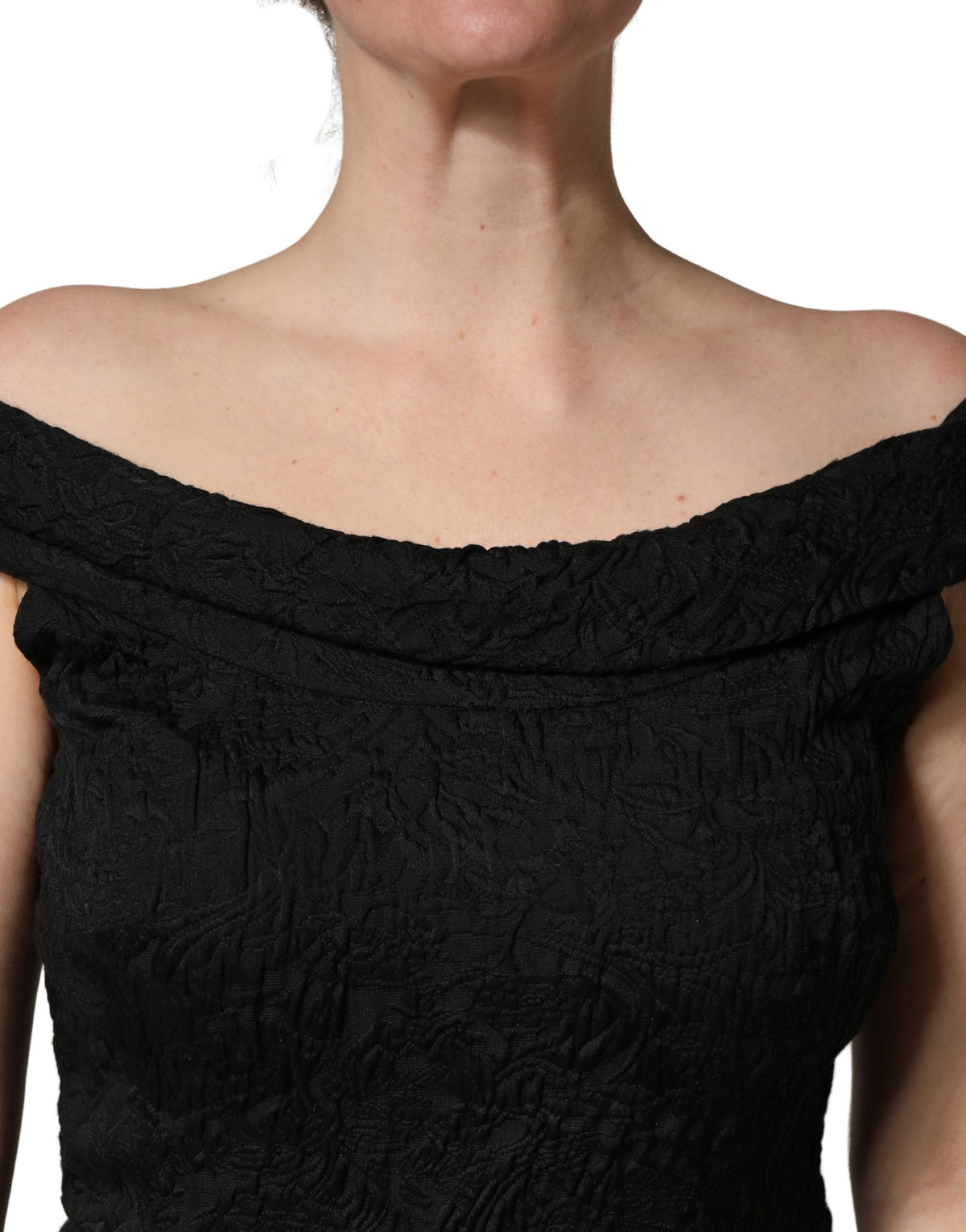 Dolce & Gabbana Black Floral Brocade Sheath Mermaid Women's Dress (Pre-Owned)
