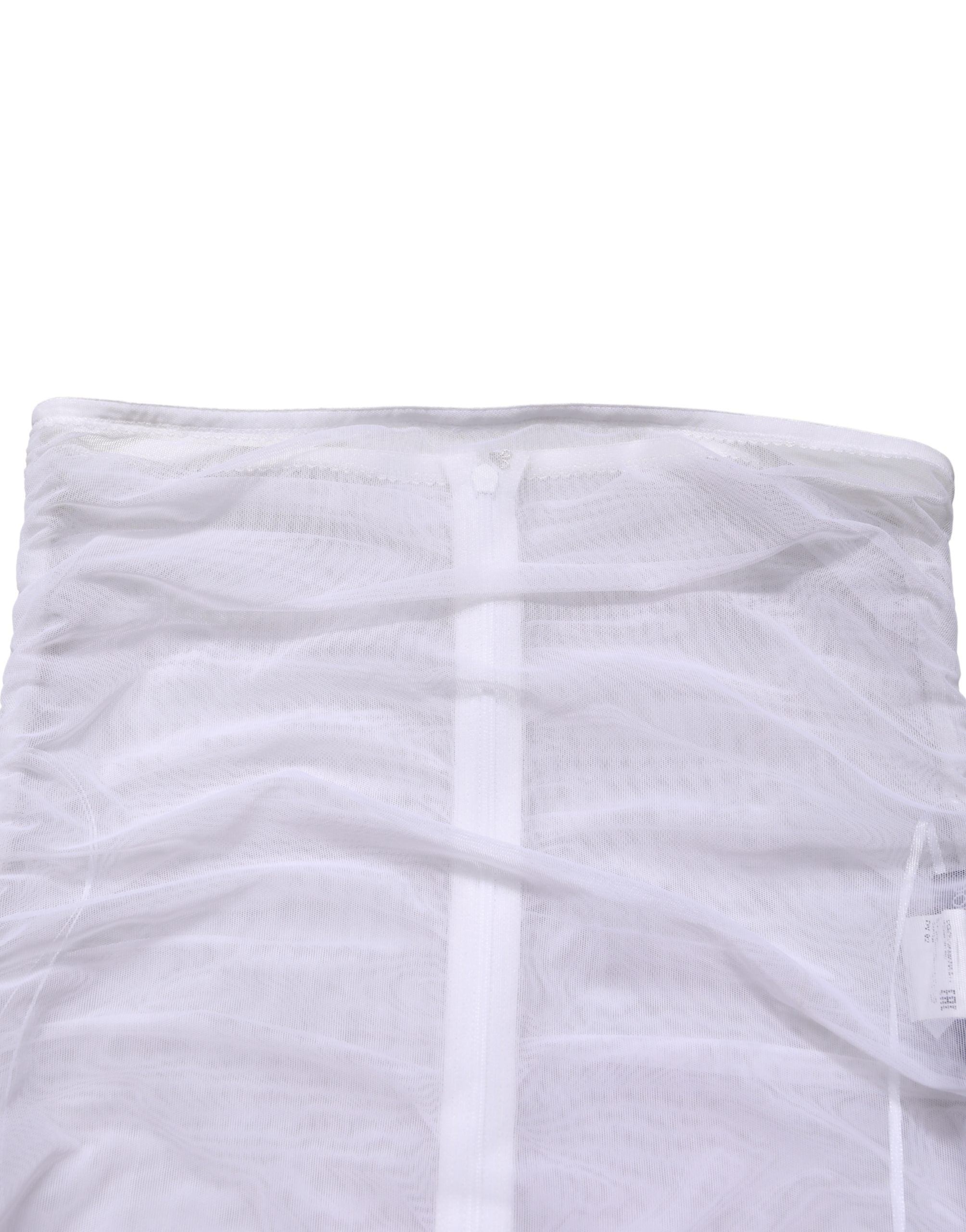 Dolce & Gabbana White Sheer Nylon Stretch Sheath Maxi Women's Dress
