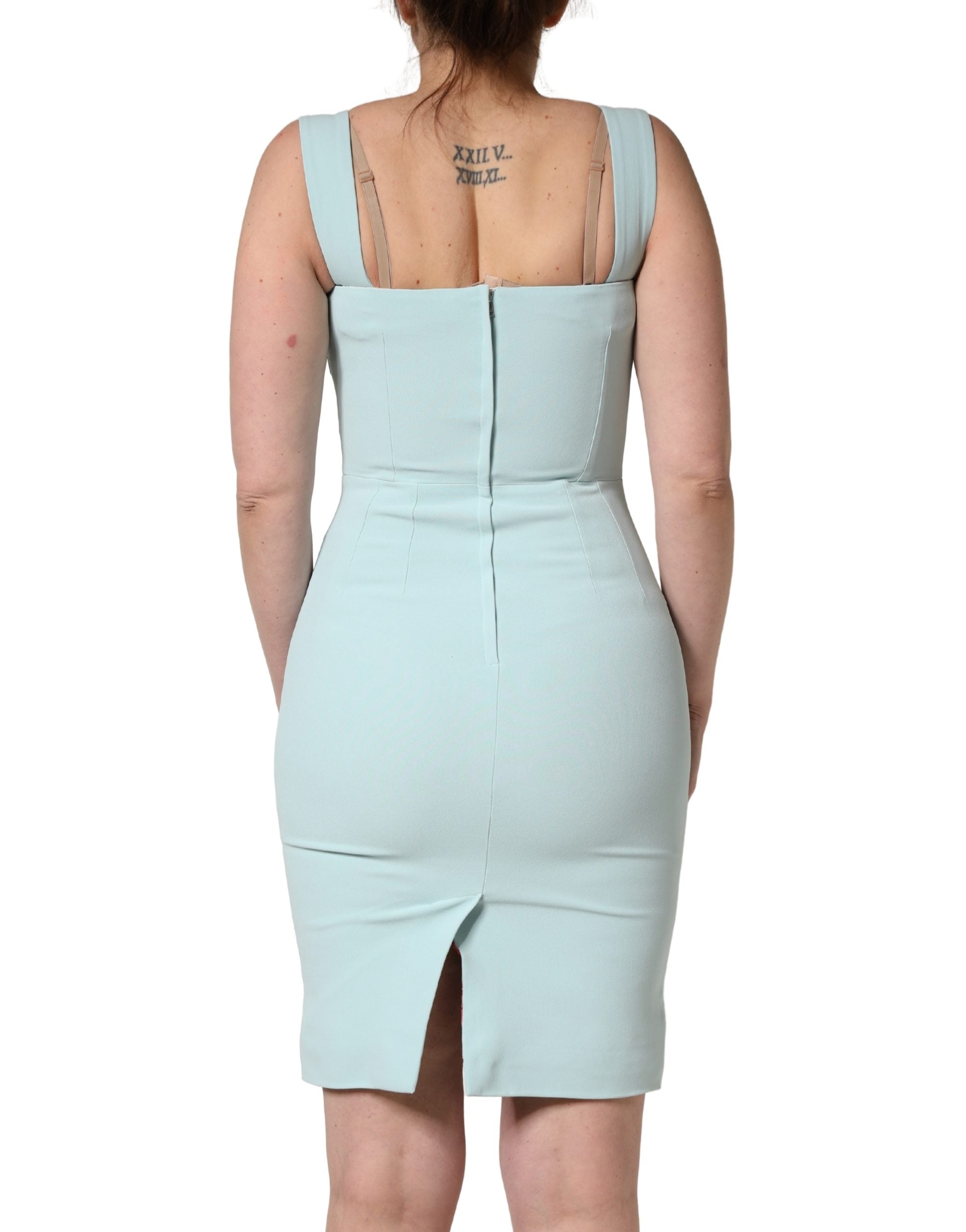 Dolce & Gabbana Green Square Neck Sleeveless Mini Women's Dress (Pre-Owned)