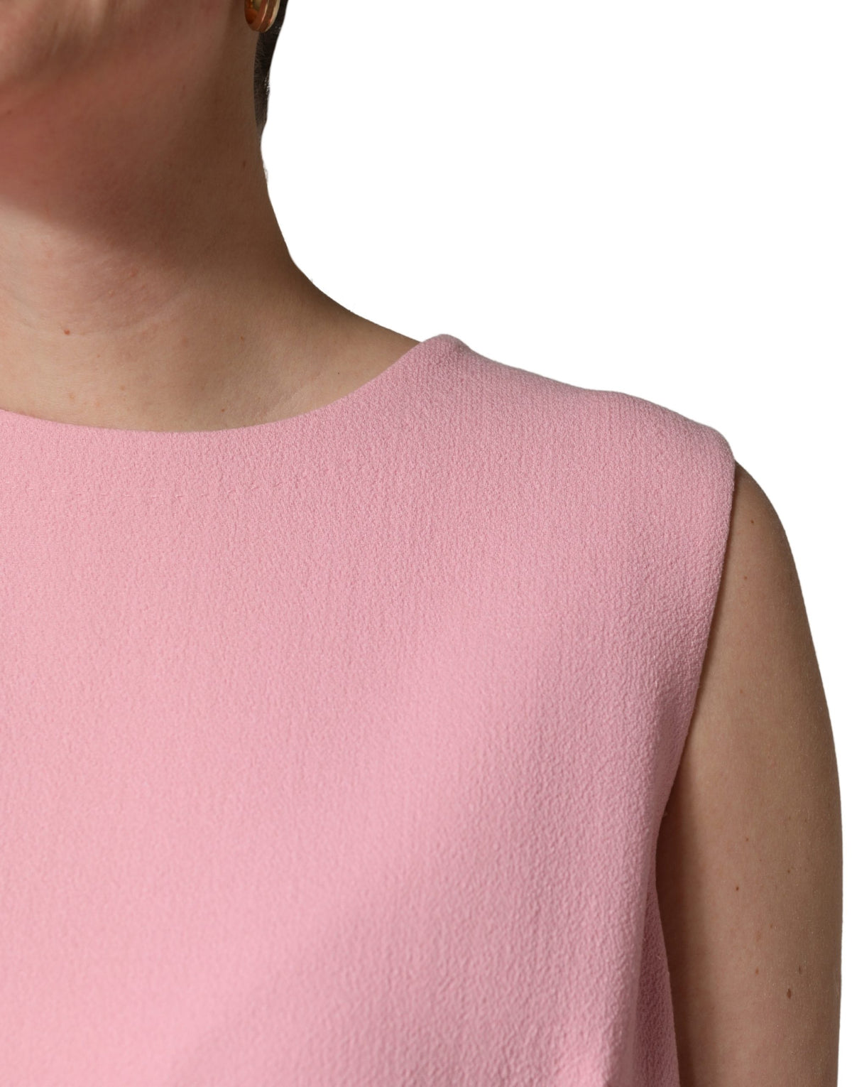 Dolce & Gabbana Pink Blue Wool Sleeveless Shift Mini Women's Dress