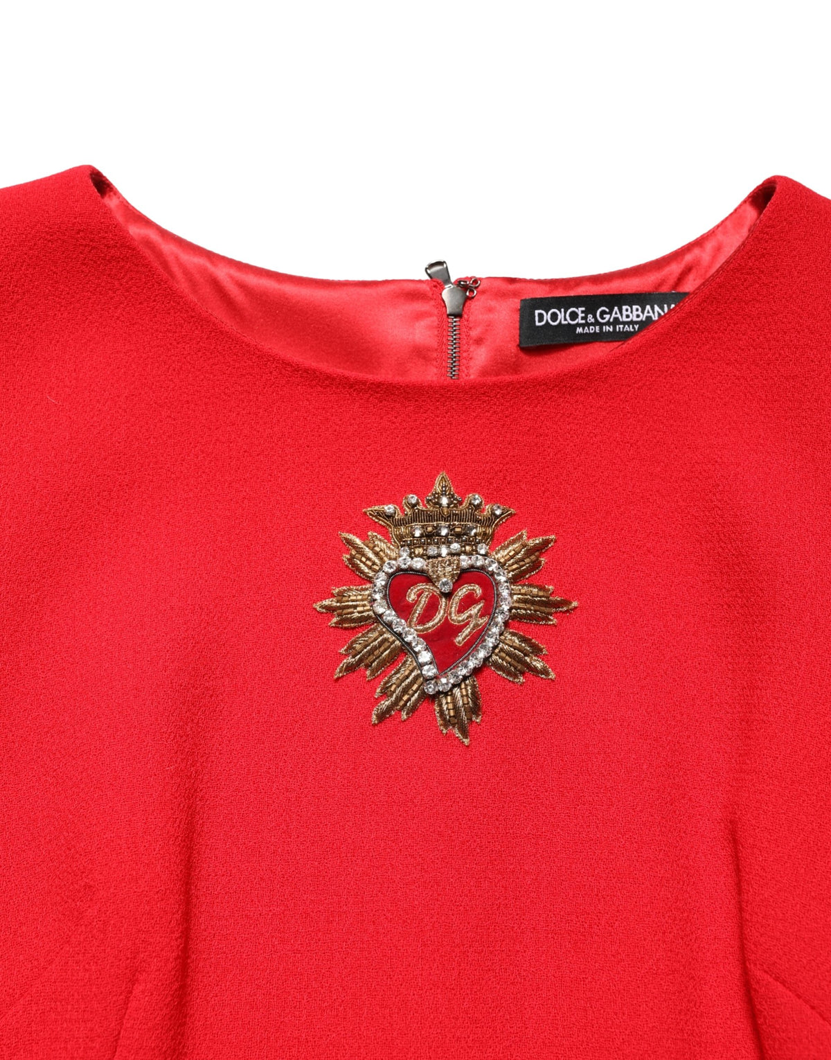 Dolce & Gabbana Red Heart Emmbellished Wool Mini Women's Dress