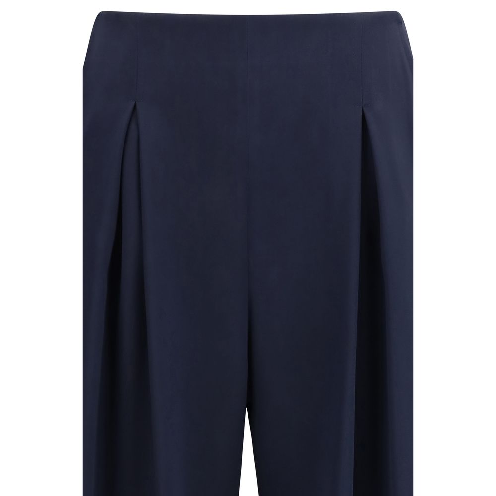 Max Mara Pure Blue Silk Casual Women's Pants
