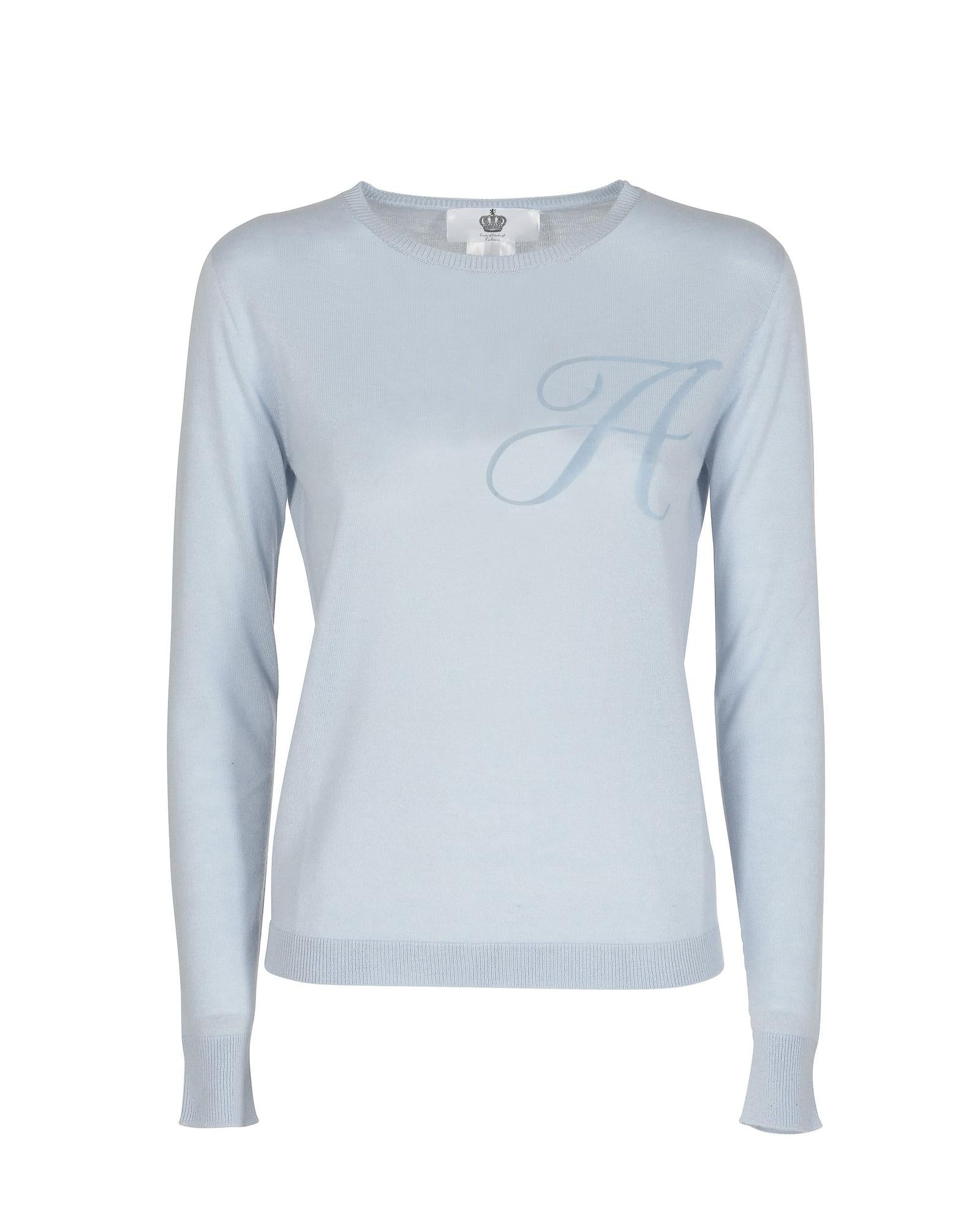 Crown of Edinburgh Cashmere Blue Cashmere Women's Sweatshirt