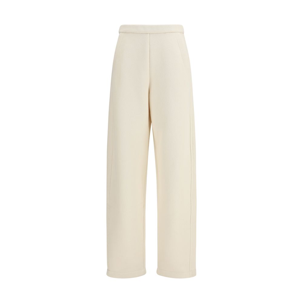 Max Mara Pure Beige Cotton Casual Women's Pants