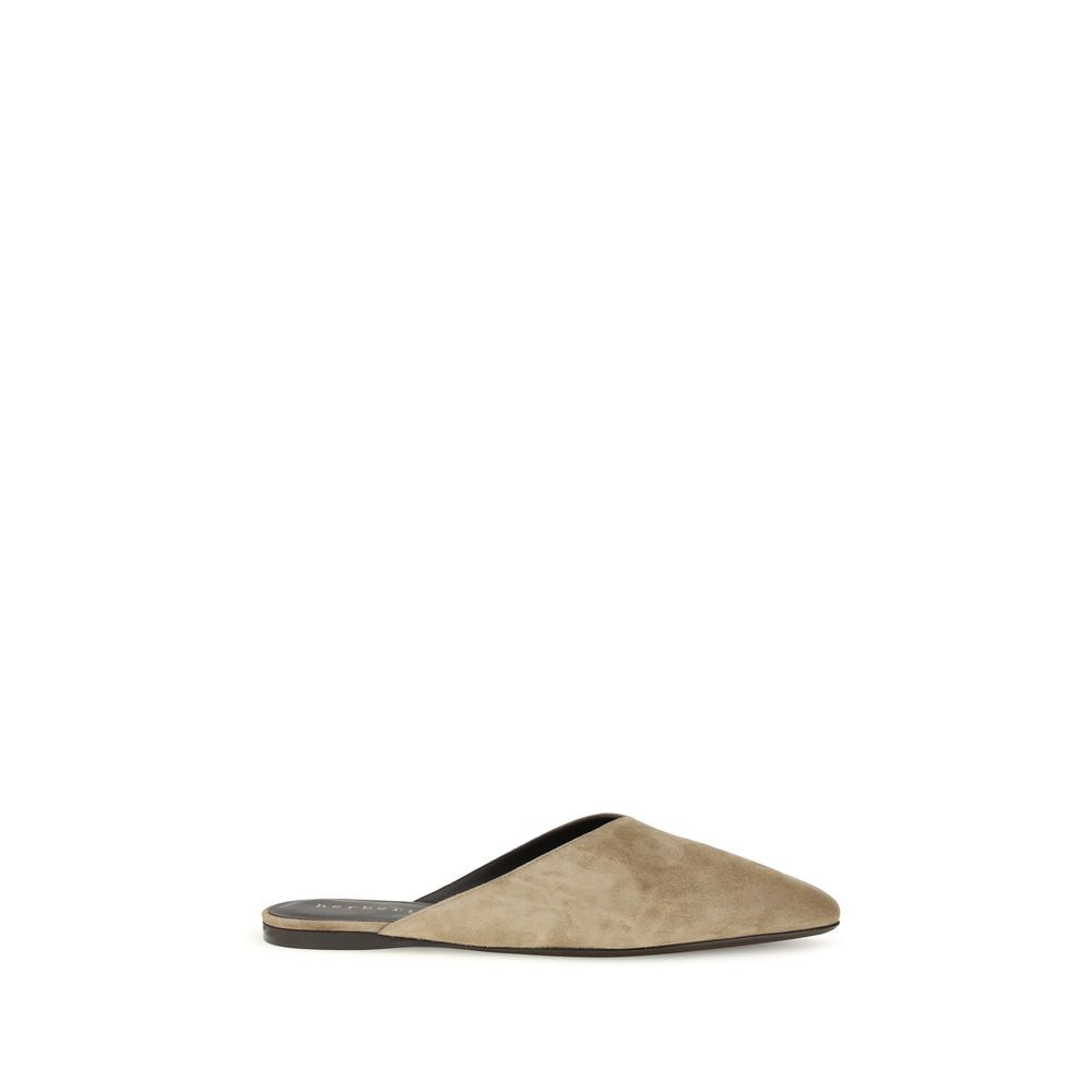Herbert Levine Beige Calf Leather Bos Taurus Women's Mules