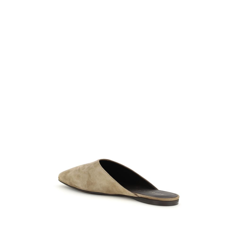 Herbert Levine Beige Calf Leather Bos Taurus Women's Mules