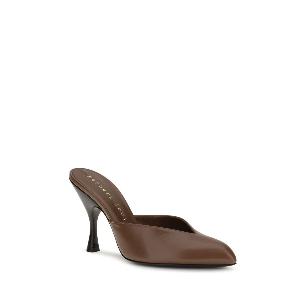 Herbert Levine Brown Calf Leather Bos Taurus Women's Mules