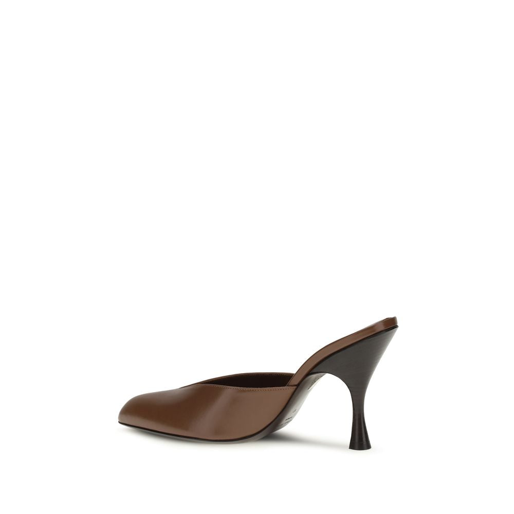 Herbert Levine Brown Calf Leather Bos Taurus Women's Mules