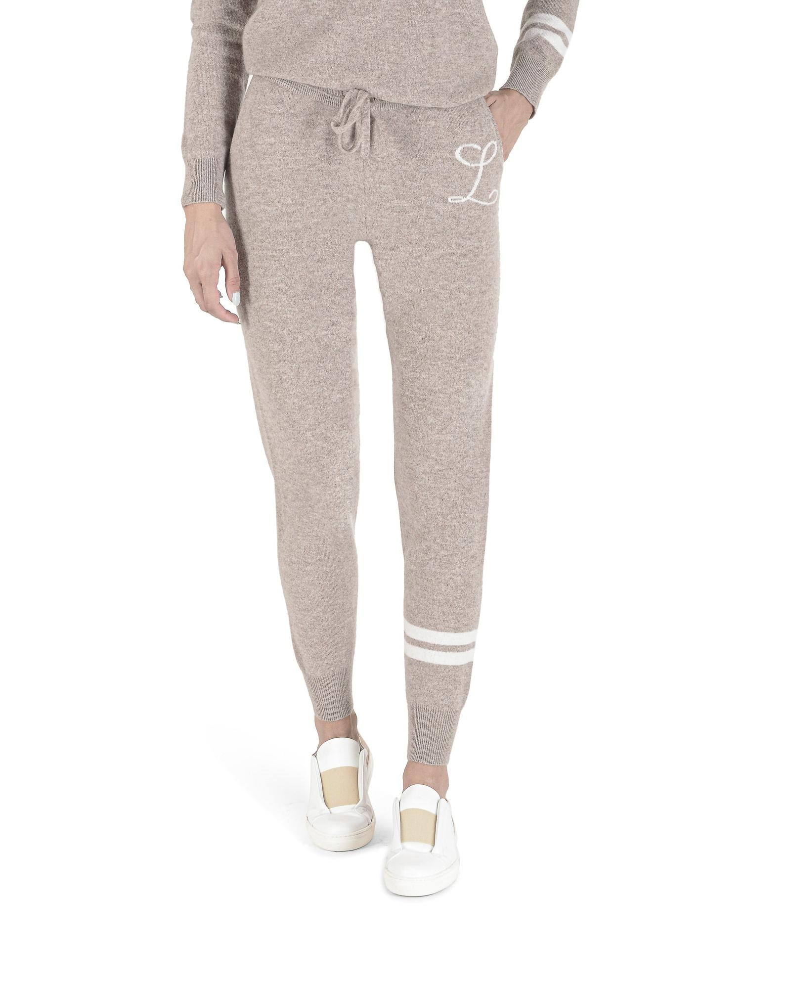Crown of Edinburgh Cashmere Beige Cashmere Casual Women's Pants