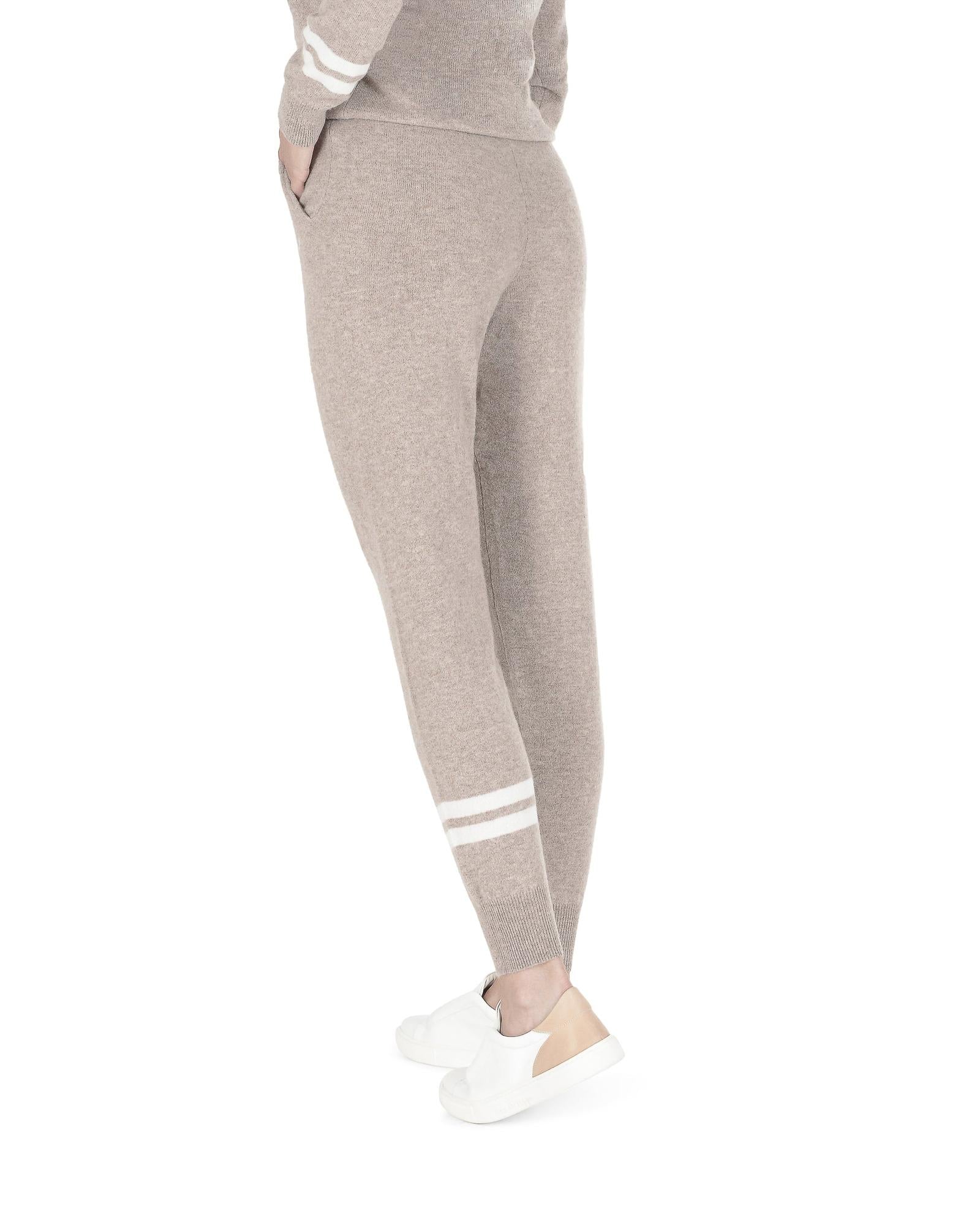 Crown of Edinburgh Cashmere Beige Cashmere Casual Women's Pants
