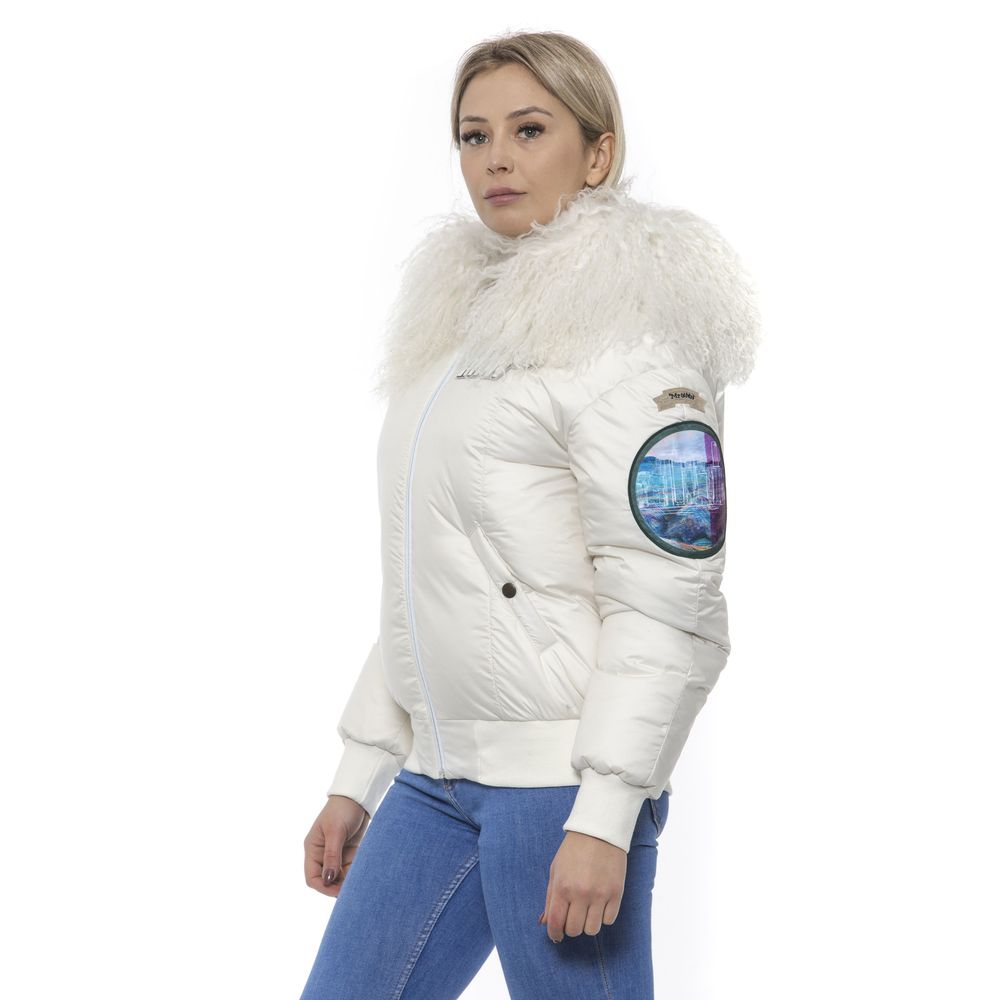 Mr&Mrs Italy White Polyester Women Bomber Women's Jacket