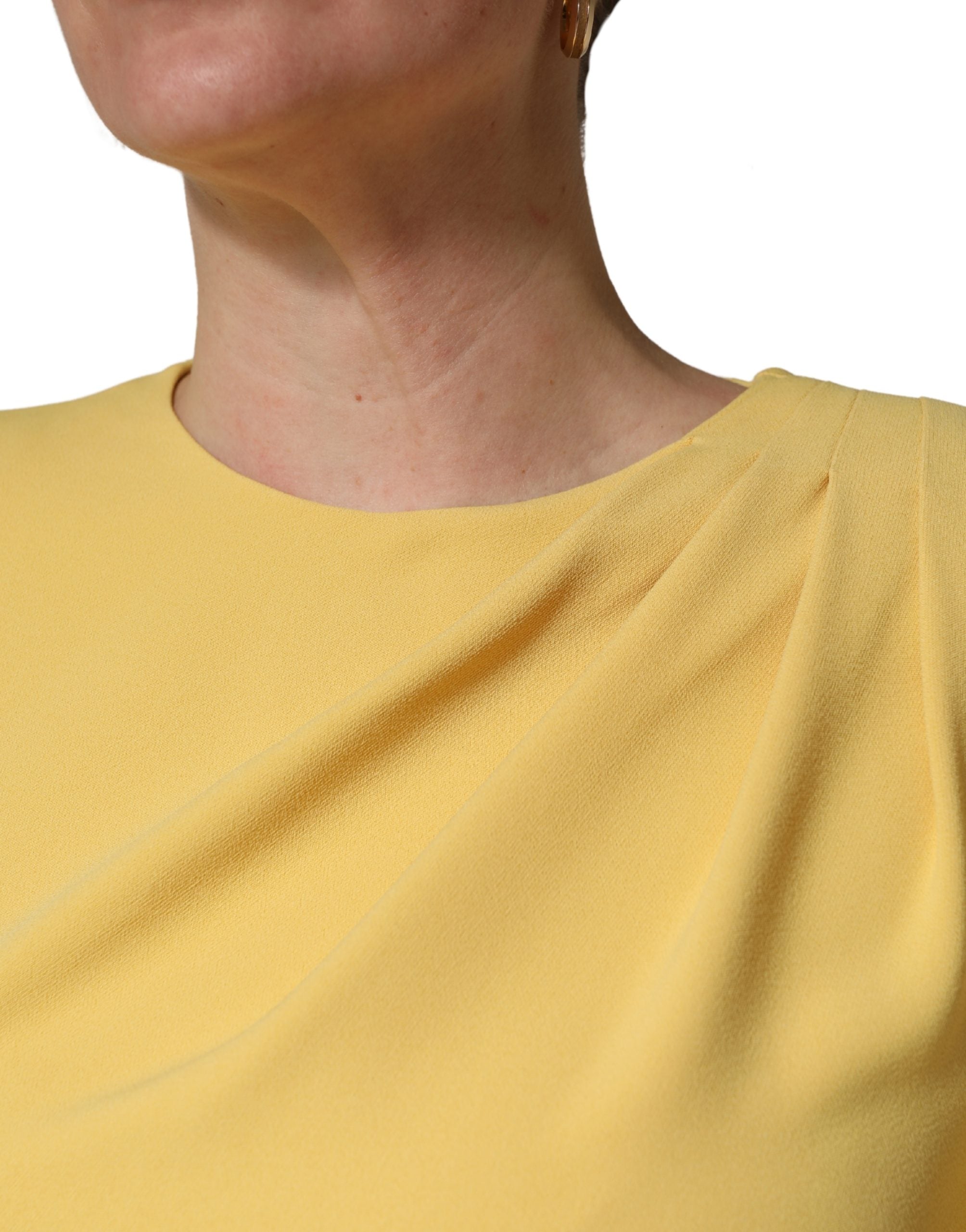 Dolce & Gabbana Yellow Silk Long Sleeves Sheath Midi Women's Dress