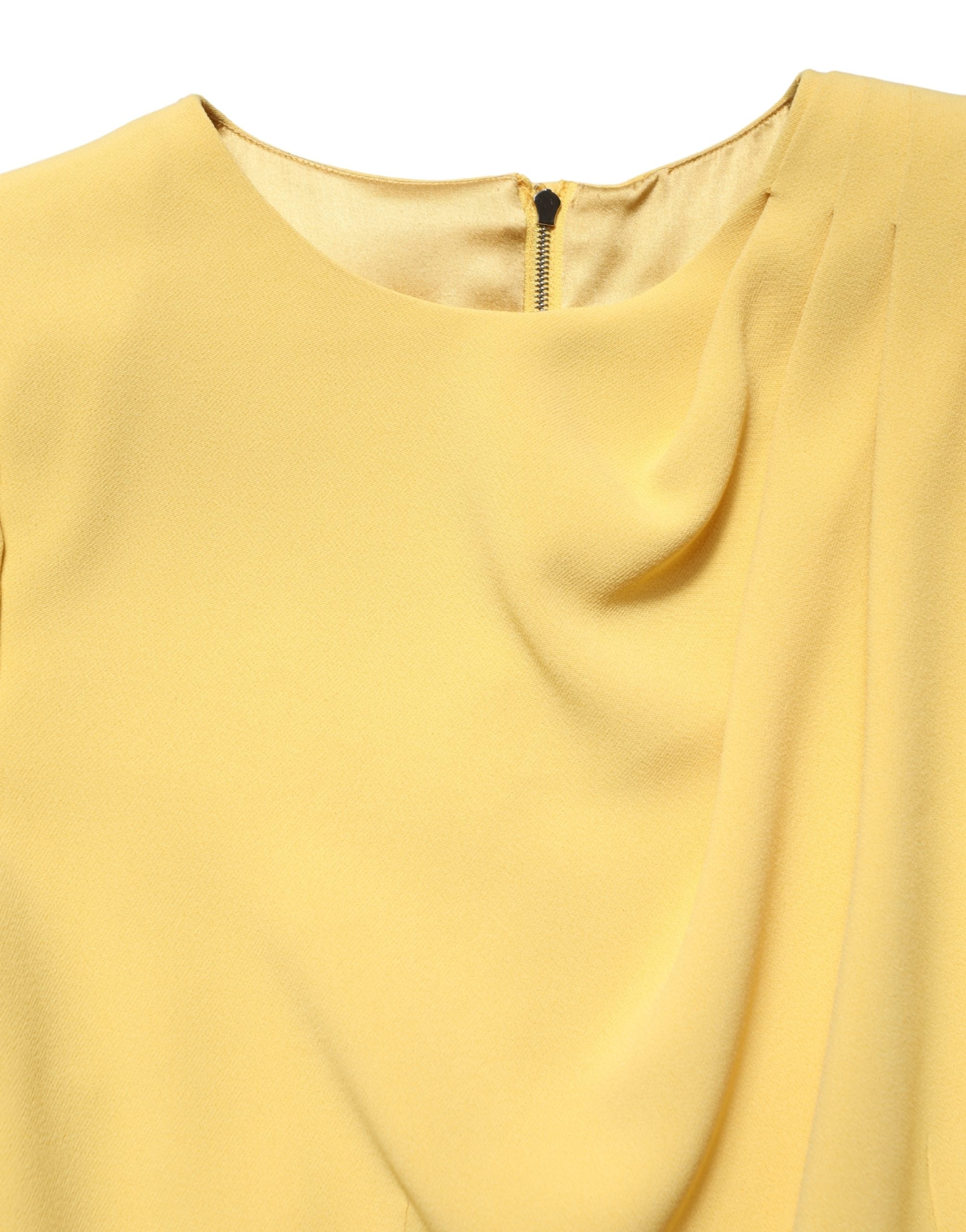 Dolce & Gabbana Yellow Silk Long Sleeves Sheath Midi Women's Dress