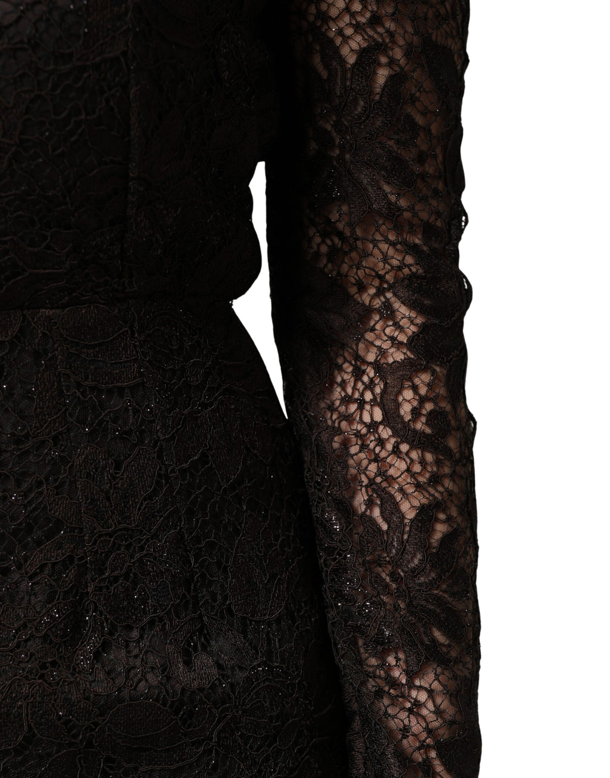 Dolce & Gabbana Black Floral Lace Sheath Long Maxi Women's Dress