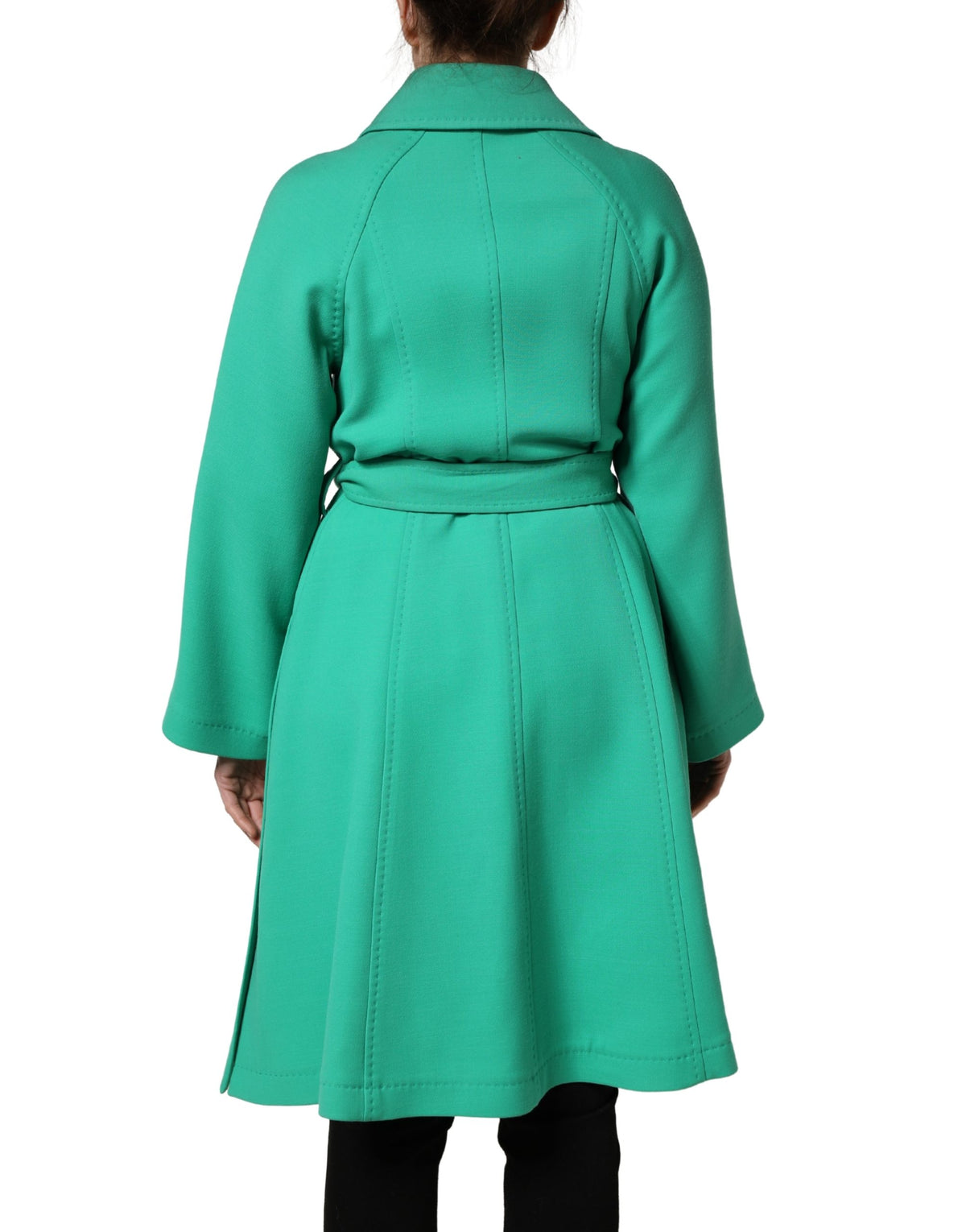 Dolce & Gabbana Green Buttoned Down Belt Trench Coat Women's Jacket (Pre-Owned)